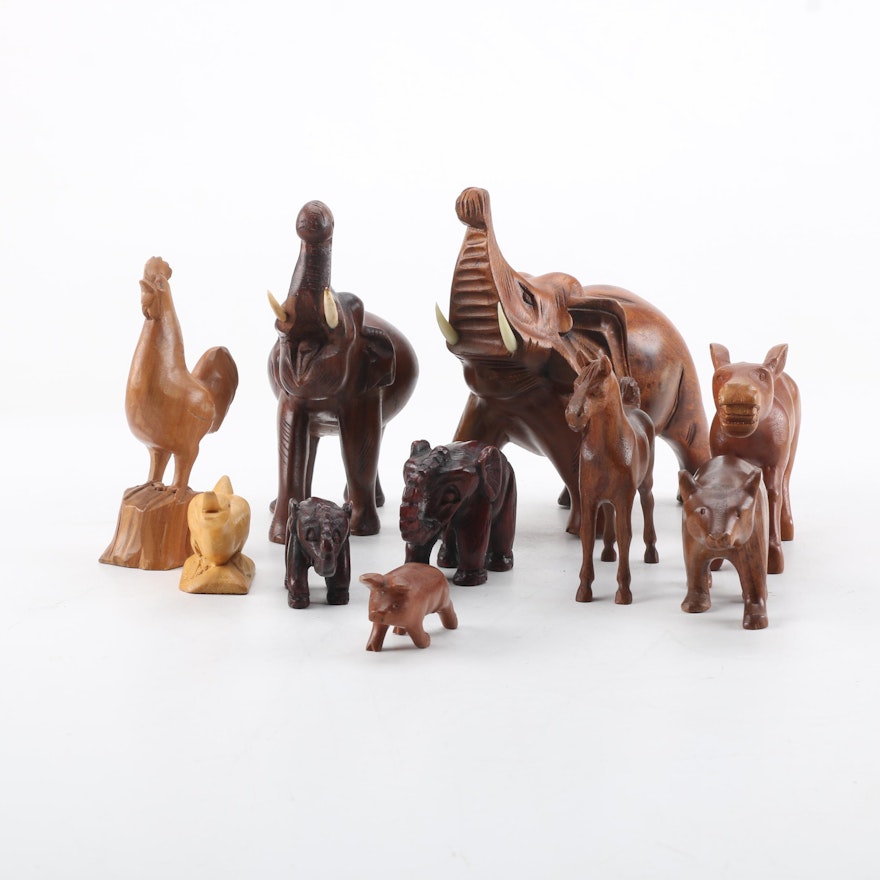 Carved Wood Animal Figurines
