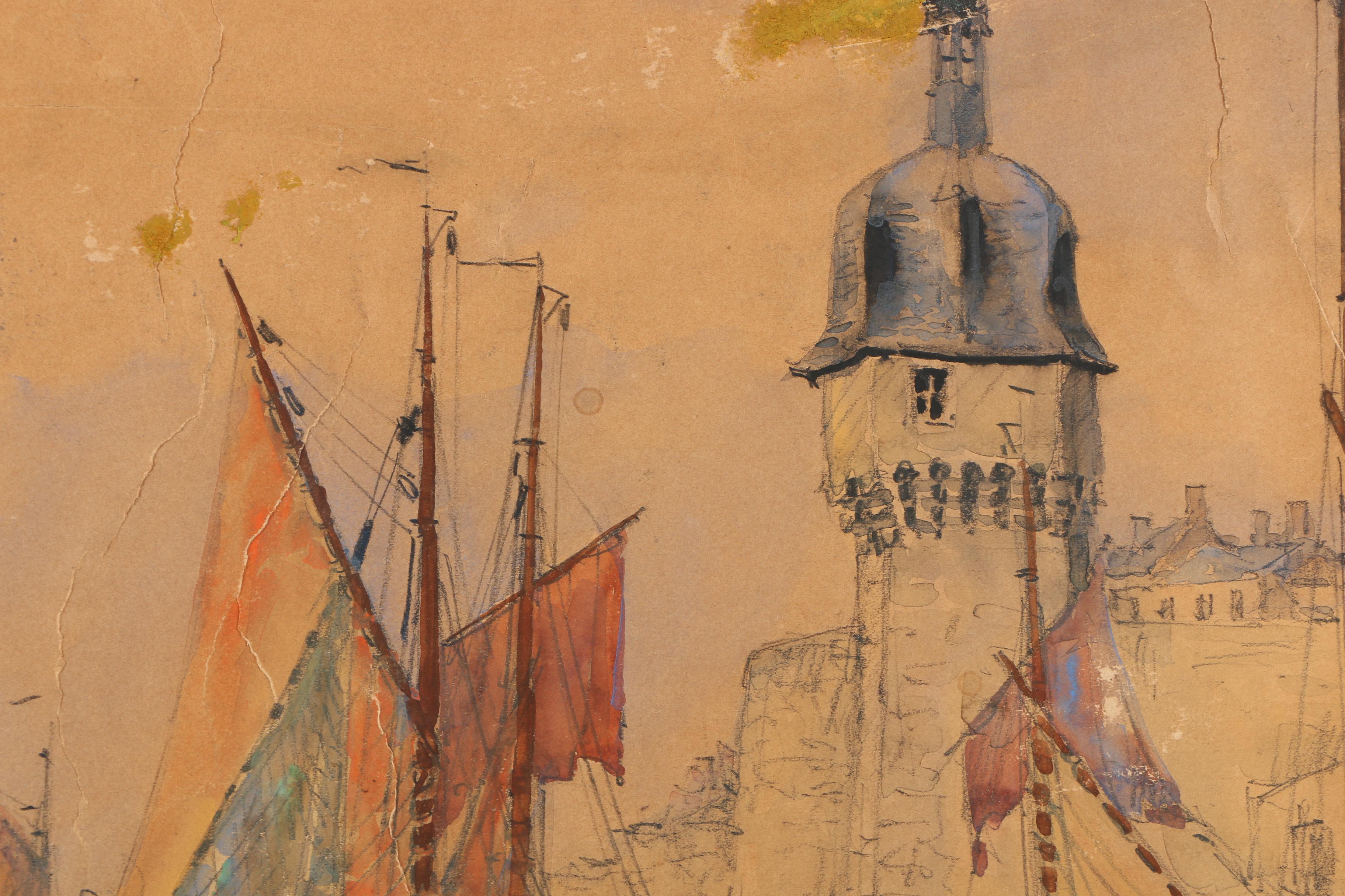 Frank-Will Watercolor, Ink and Gouache Painting on Paper "Concarneau"