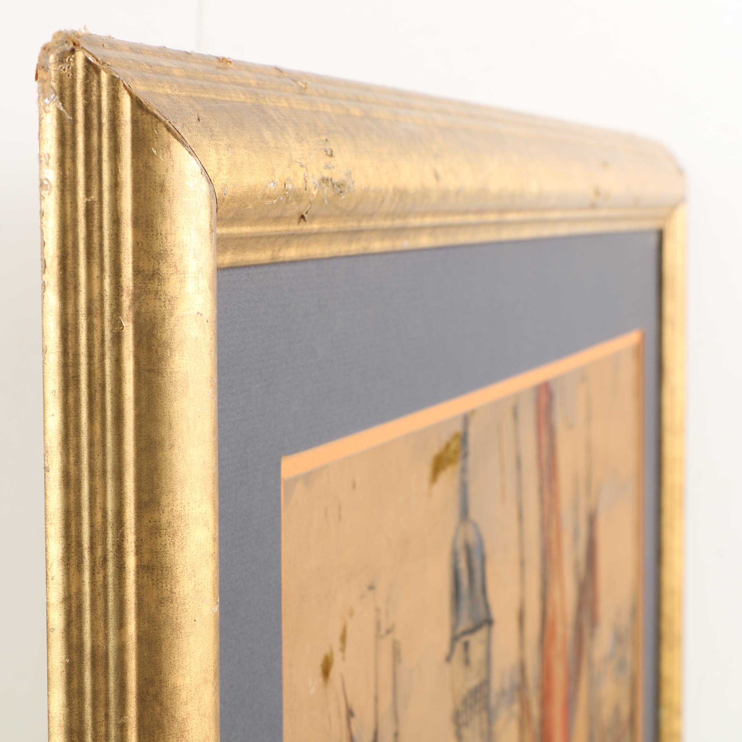 Frank-Will Watercolor, Ink and Gouache Painting on Paper "Concarneau"