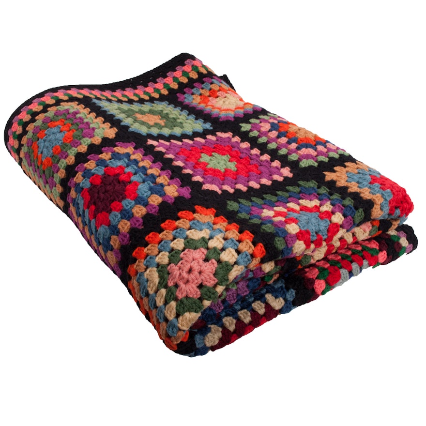 Vintage Crocheted Afghan Blanket