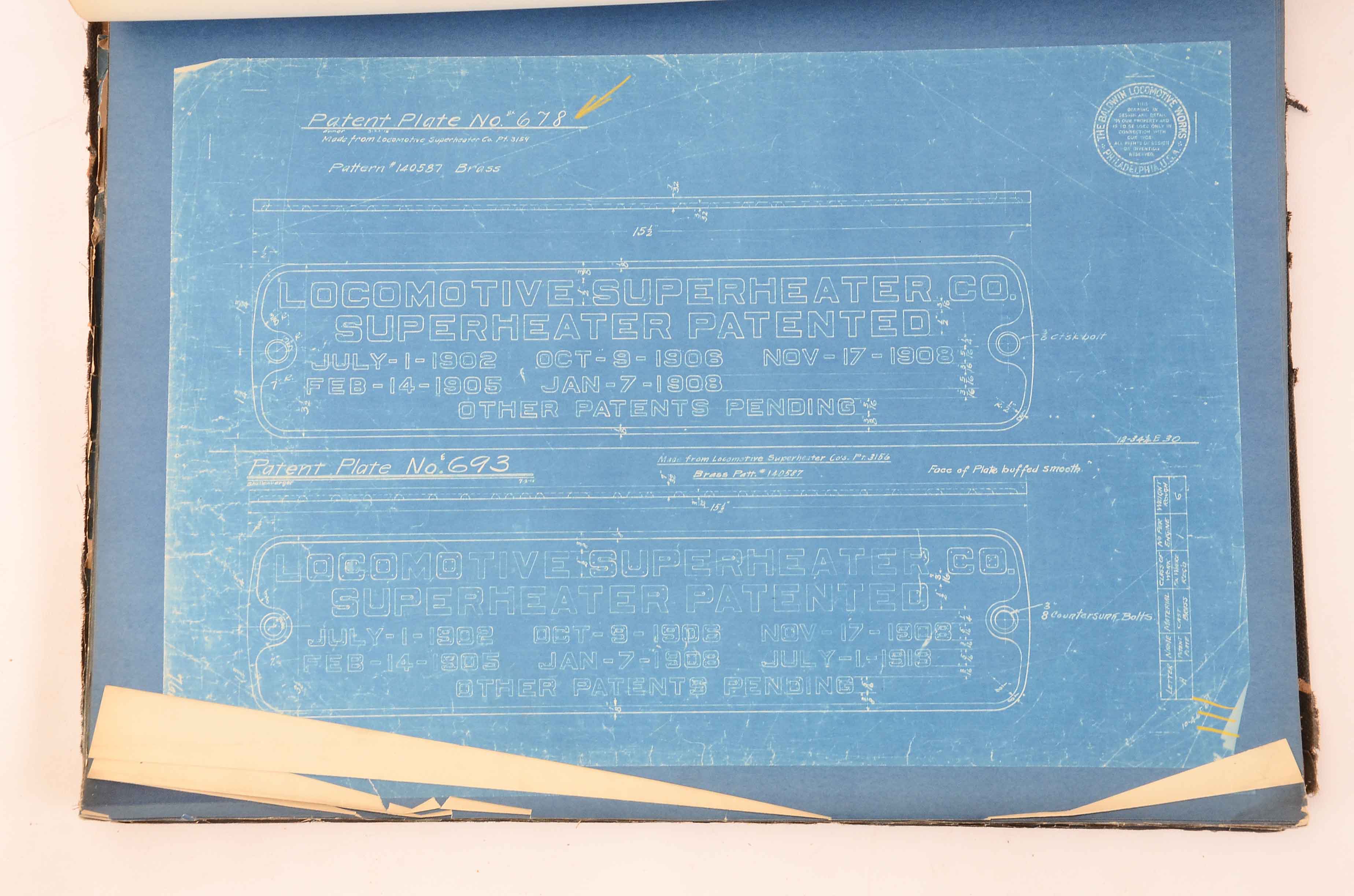 Baldwin Locomotive Works Bound Schematics for O-3 Class Locomotive