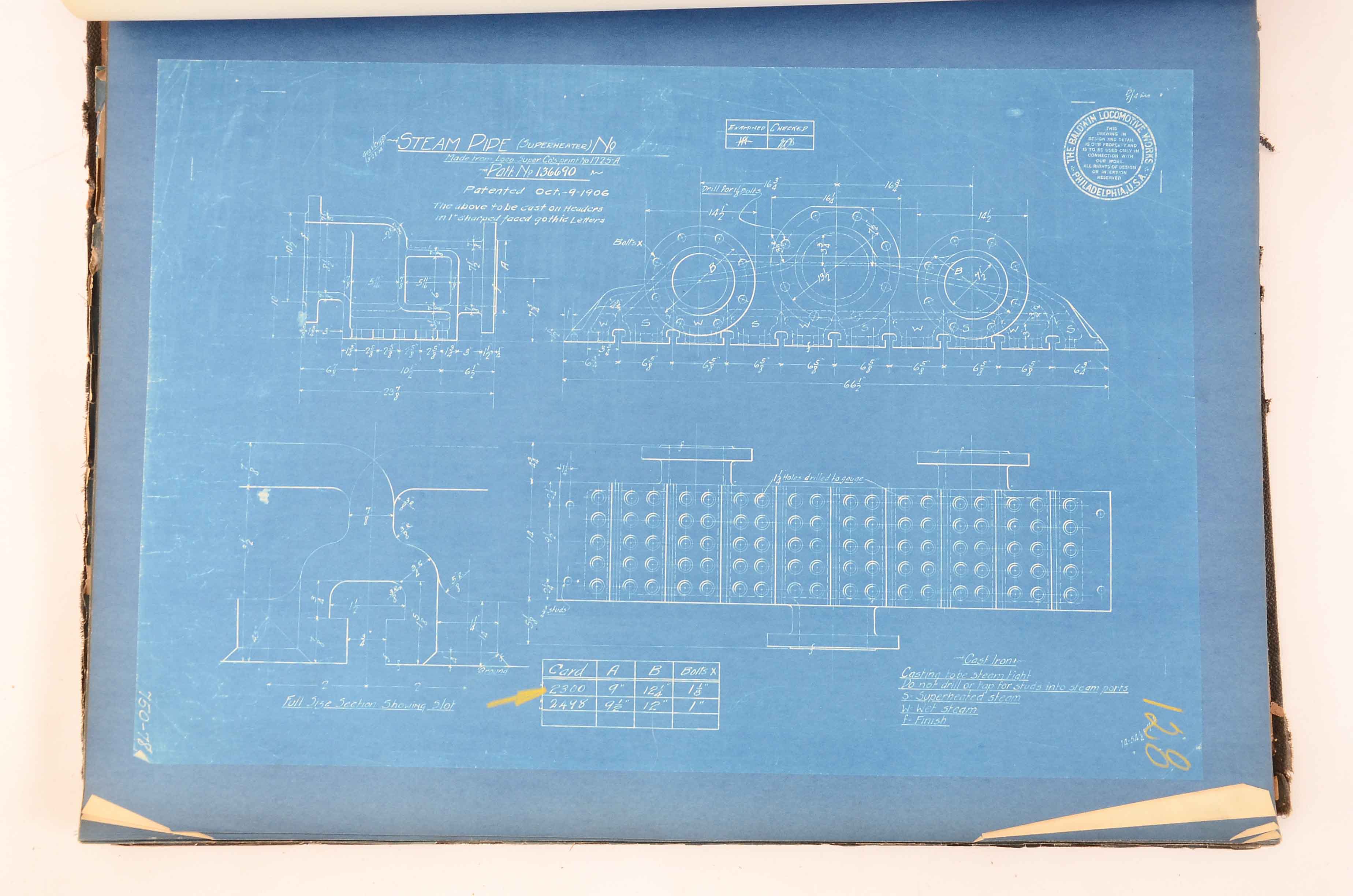Baldwin Locomotive Works Bound Schematics for O-3 Class Locomotive