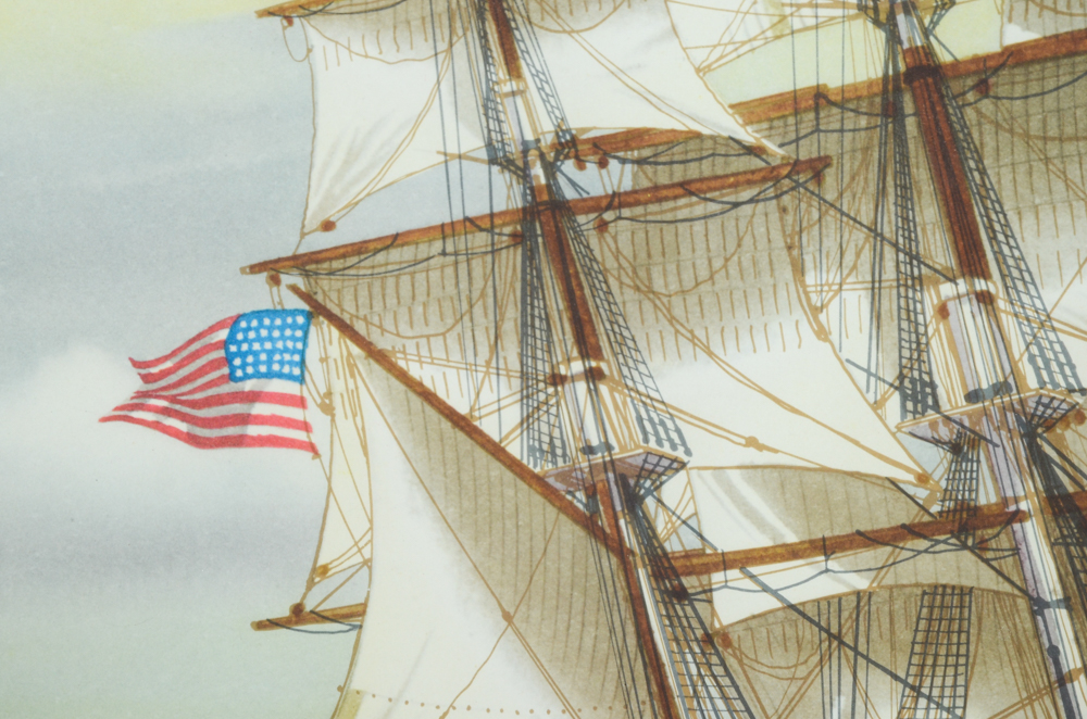 John O'Hara Cosgrave II Watercolor and Ink Painting "Clipper Ship Challenge"