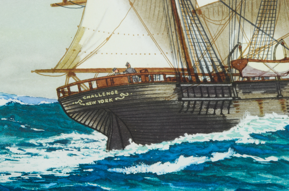 John O'Hara Cosgrave II Watercolor and Ink Painting "Clipper Ship Challenge"