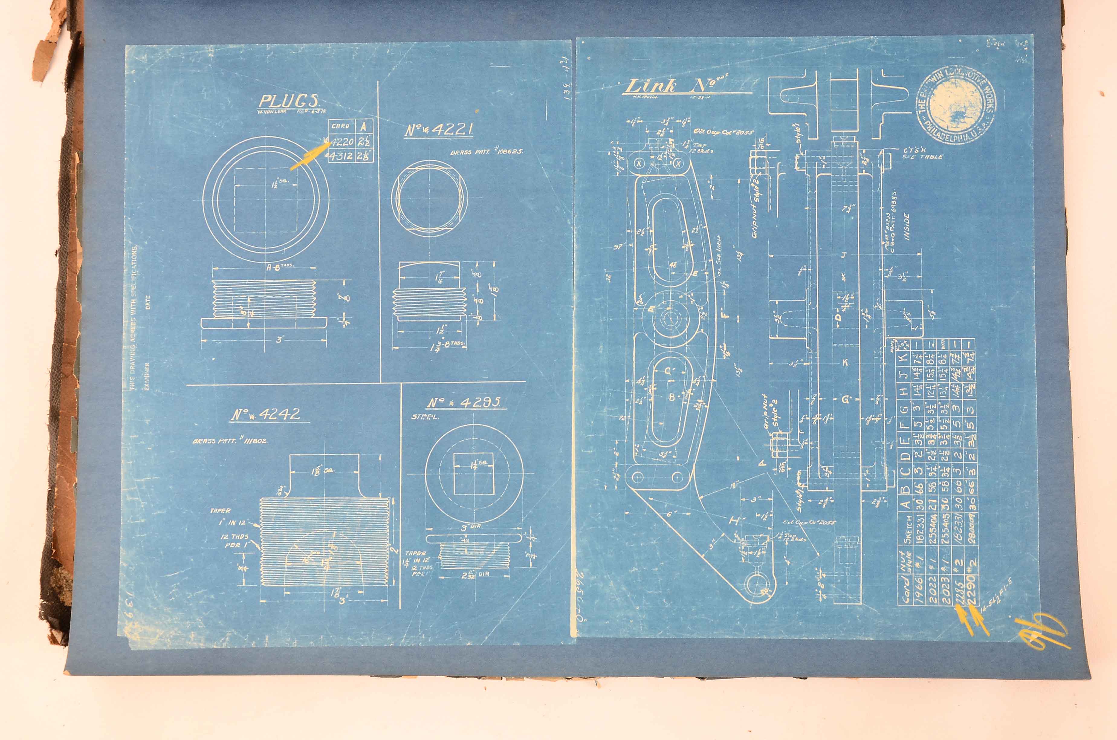 Baldwin Locomotive Works Bound Schematics for the M-2 Class 2-10-2 Locomotive