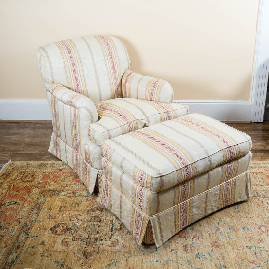 Upholstered English Style Chair and Ottoman