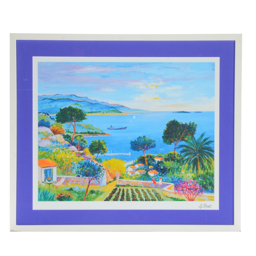 Jean Claude Picot Seriolithograph on Paper "Two Femmes au Jardin a Theoule"