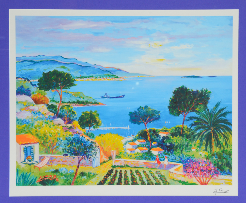 Jean Claude Picot Seriolithograph on Paper "Two Femmes au Jardin a Theoule"