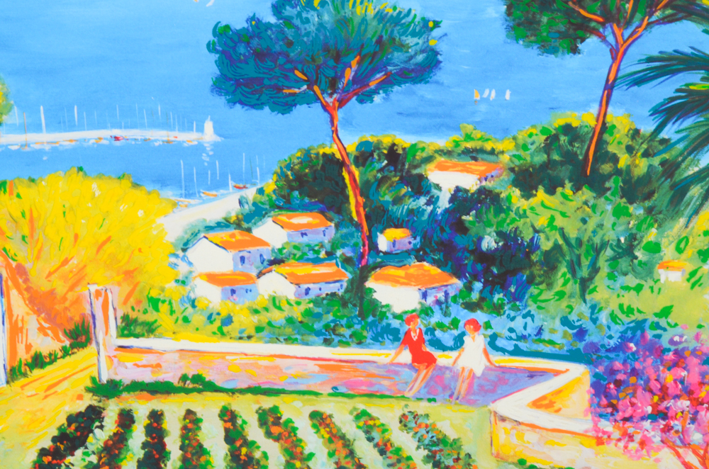 Jean Claude Picot Seriolithograph on Paper "Two Femmes au Jardin a Theoule"