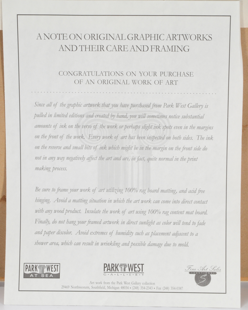 Jean Claude Picot Seriolithograph on Paper "Two Femmes au Jardin a Theoule"