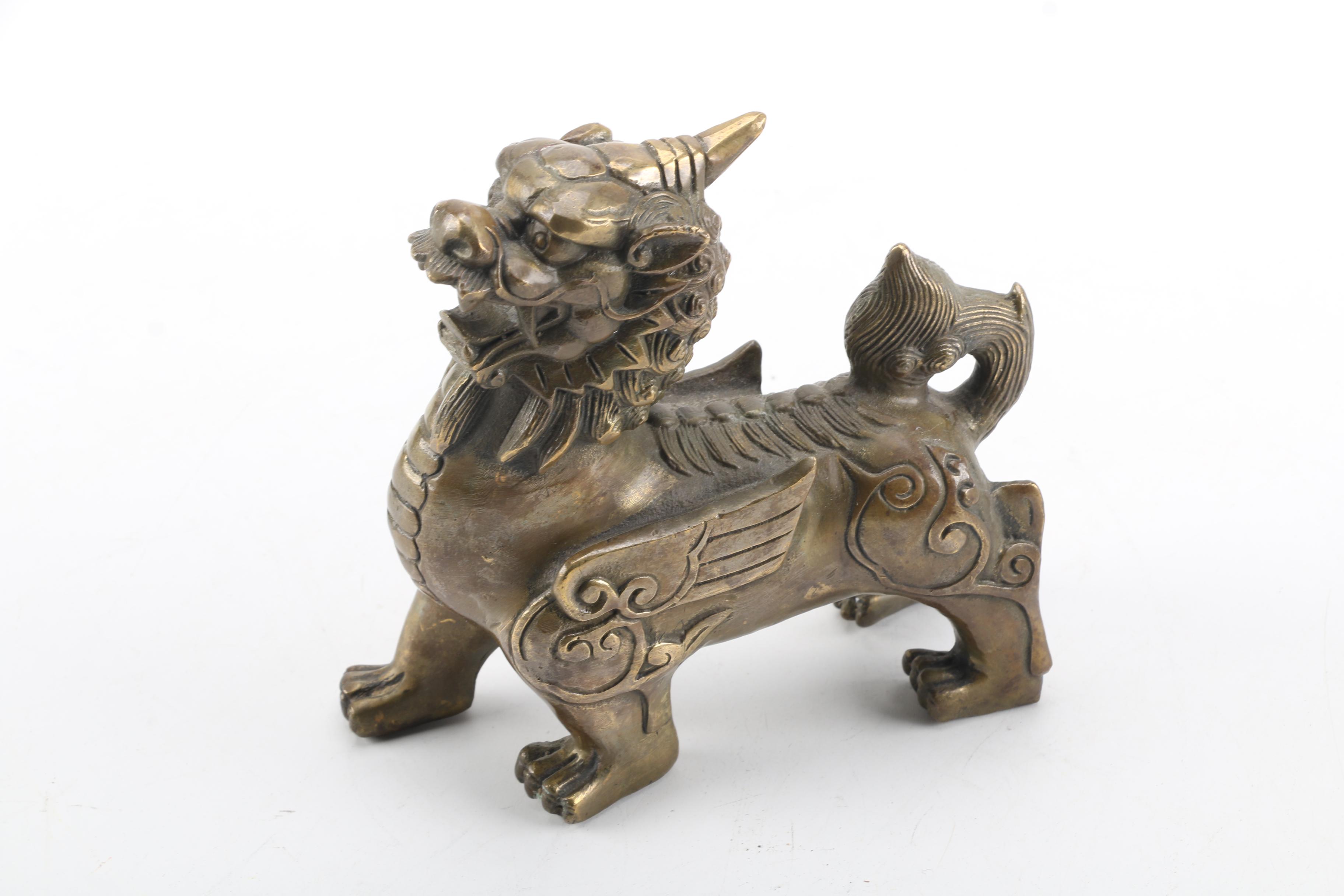 Brass Guardian Lion Figure