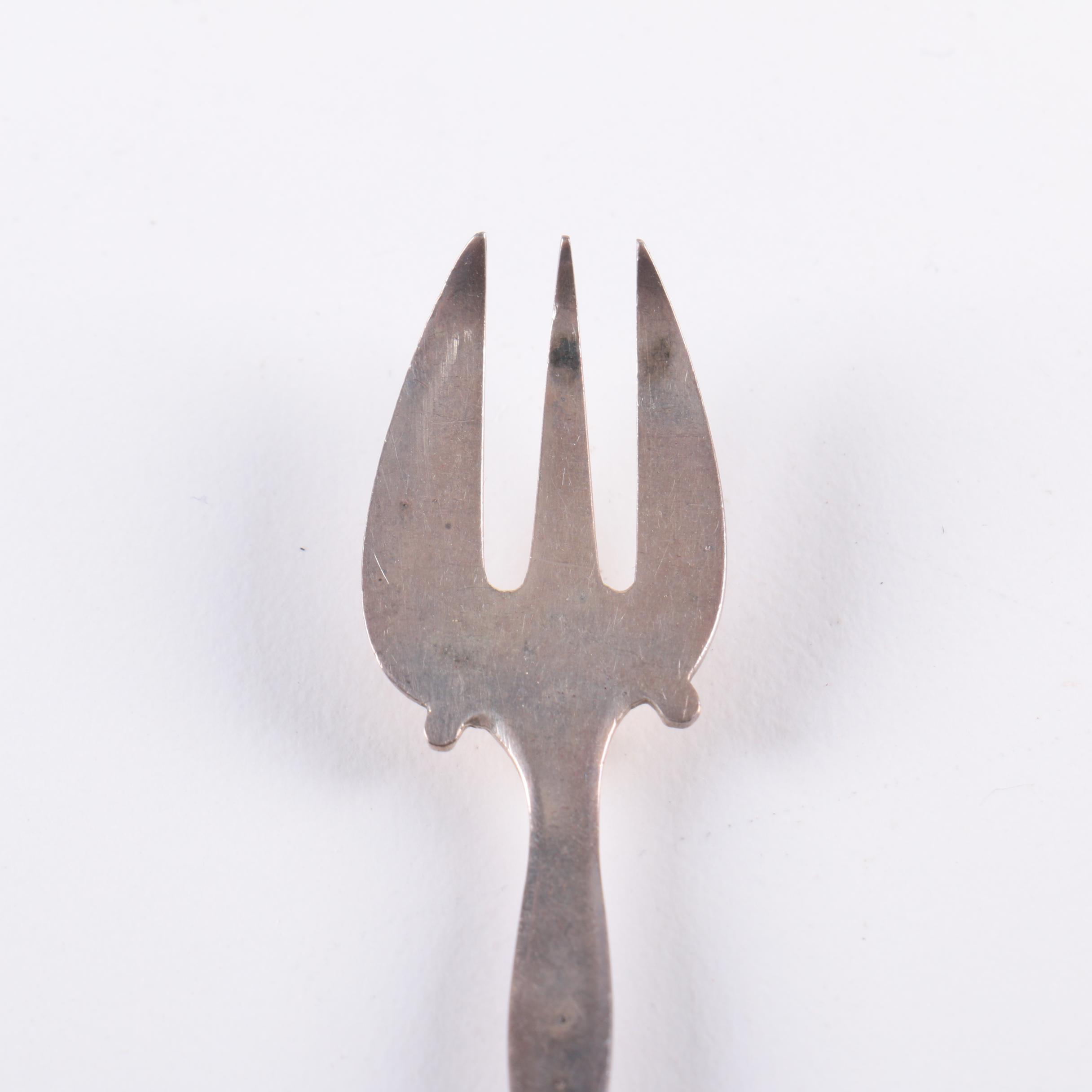 Set of Sterling Handled Three-Tine Forks with Cloth Case