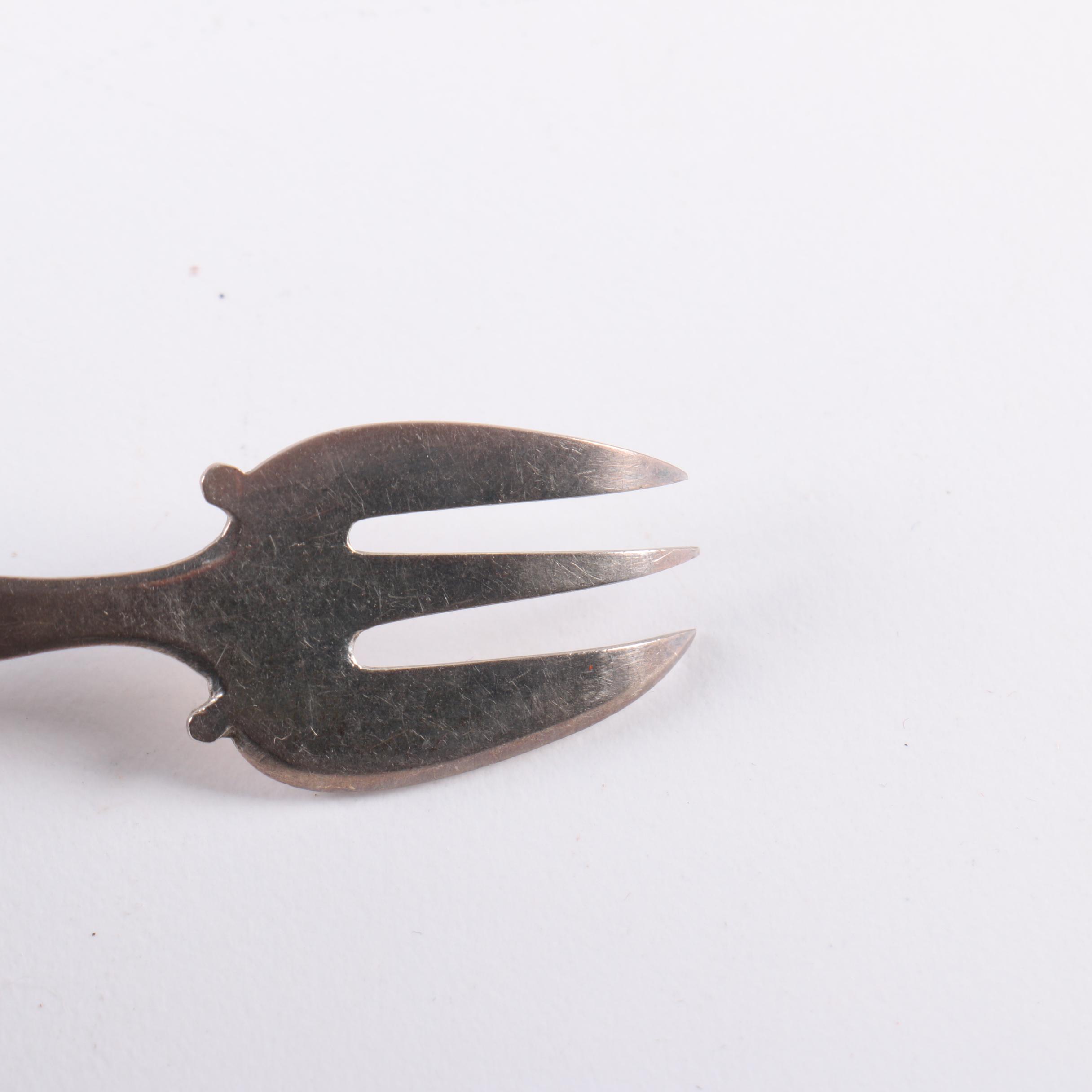 Set of Sterling Handled Three-Tine Forks with Cloth Case