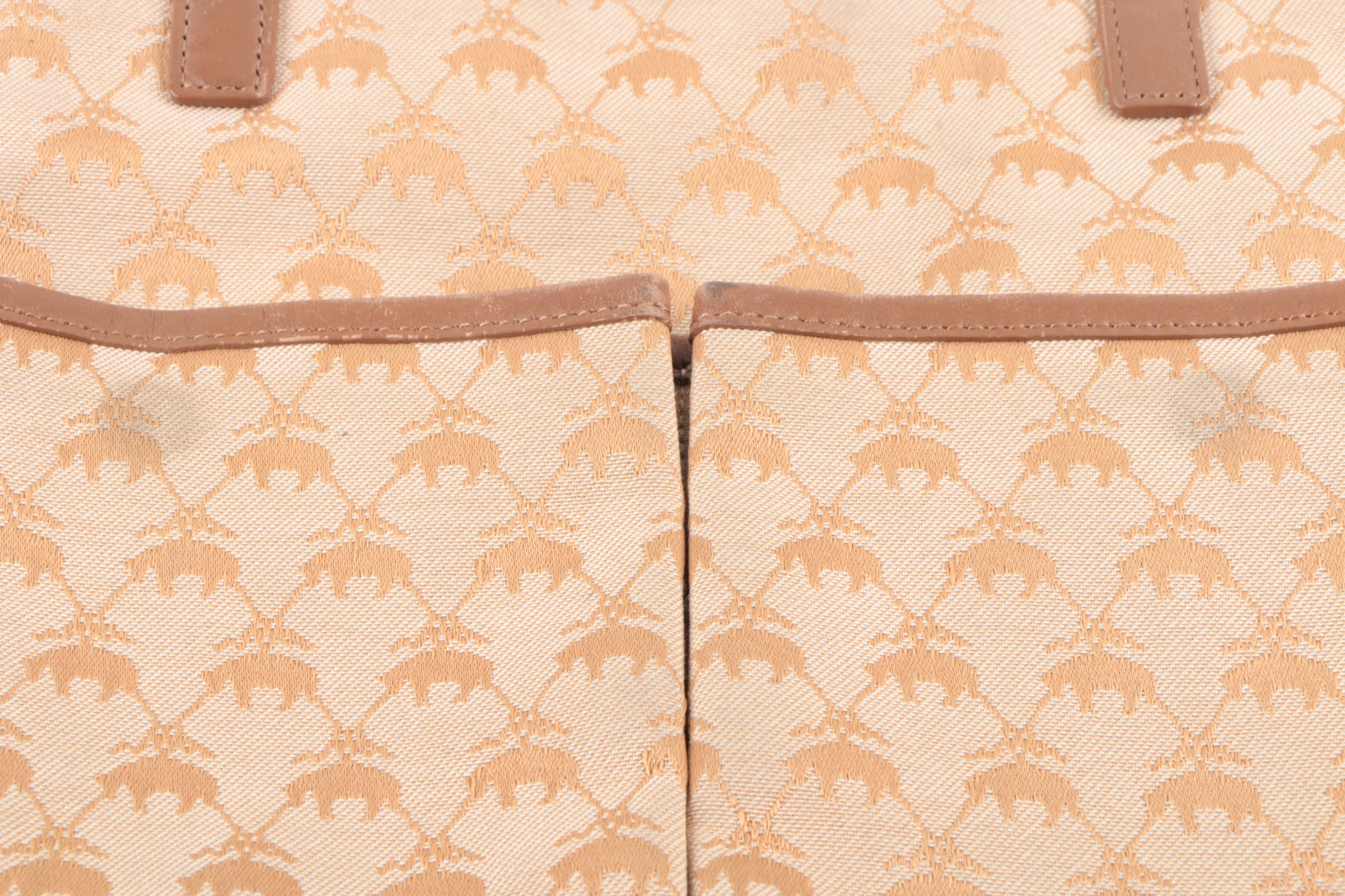 Brooks Brothers Tan Canvas and Leather Handbag