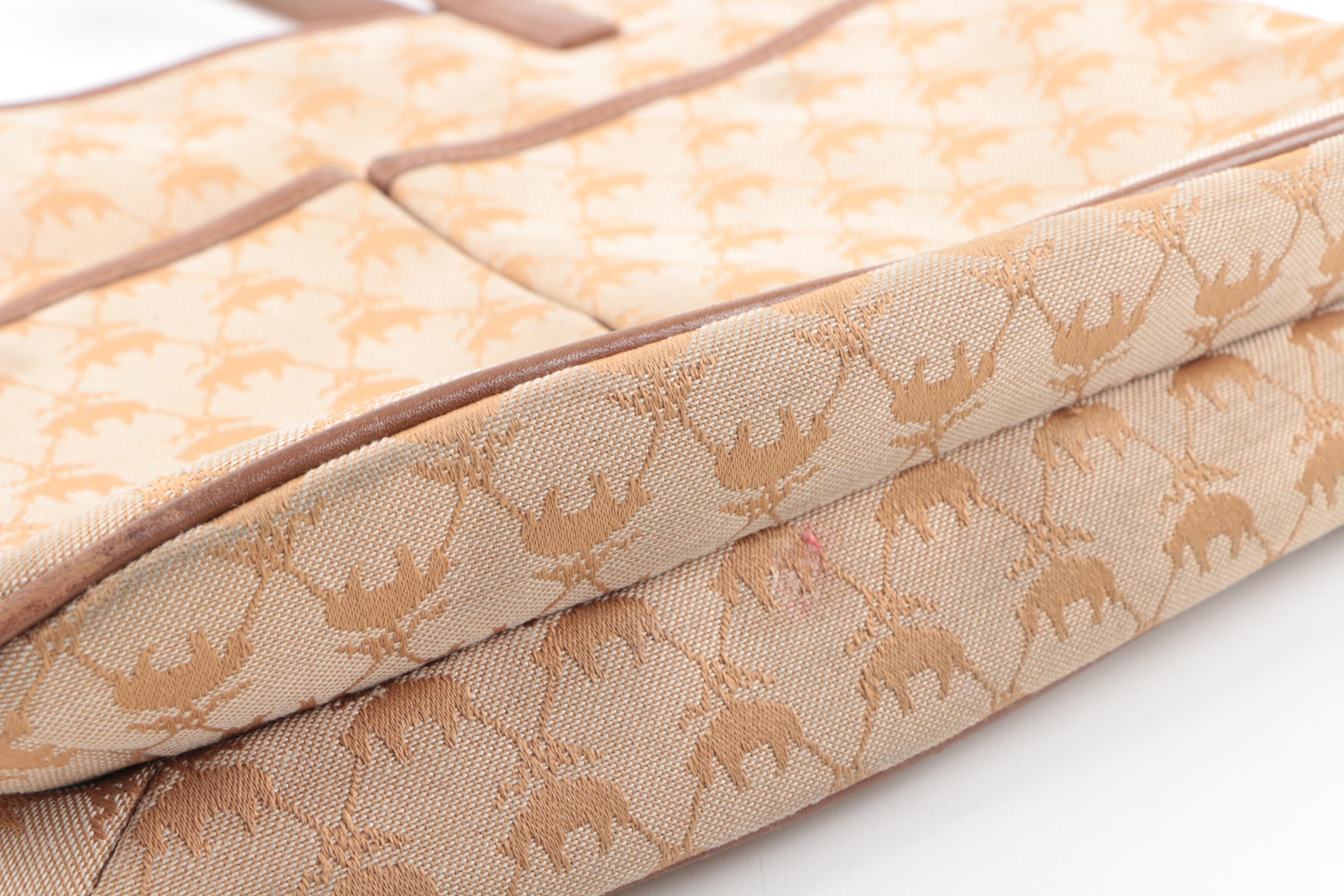 Brooks Brothers Tan Canvas and Leather Handbag