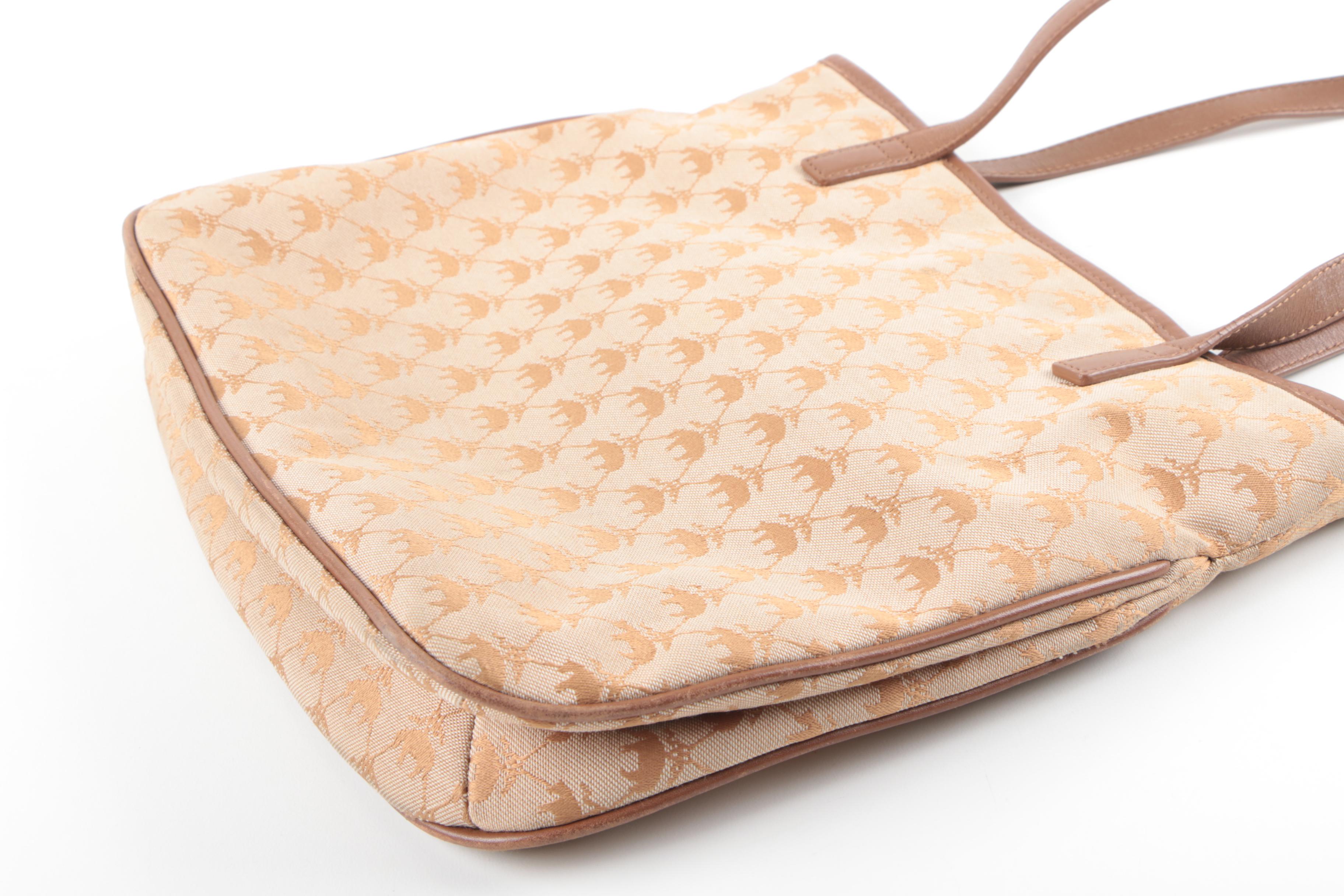 Brooks Brothers Tan Canvas and Leather Handbag