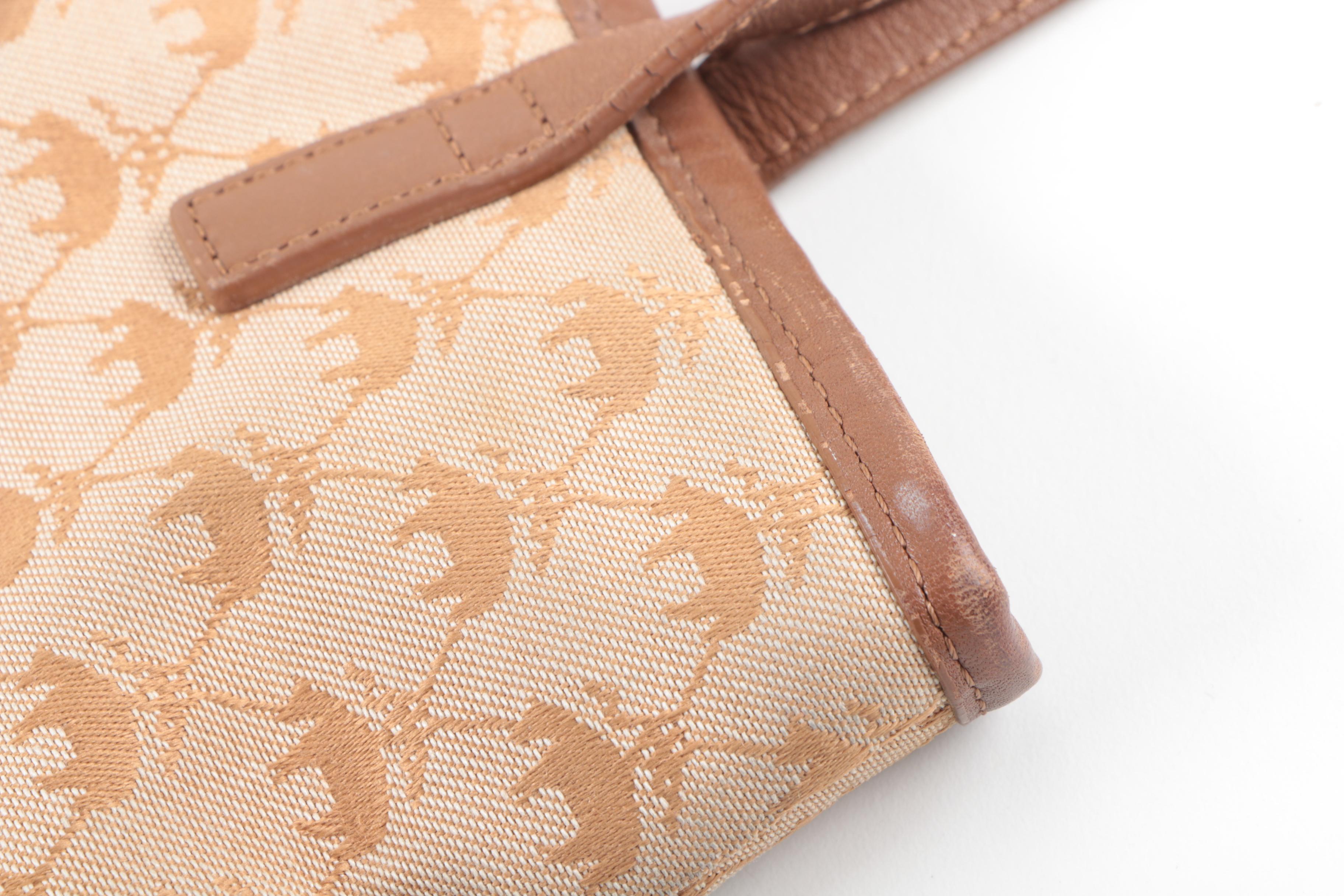 Brooks Brothers Tan Canvas and Leather Handbag