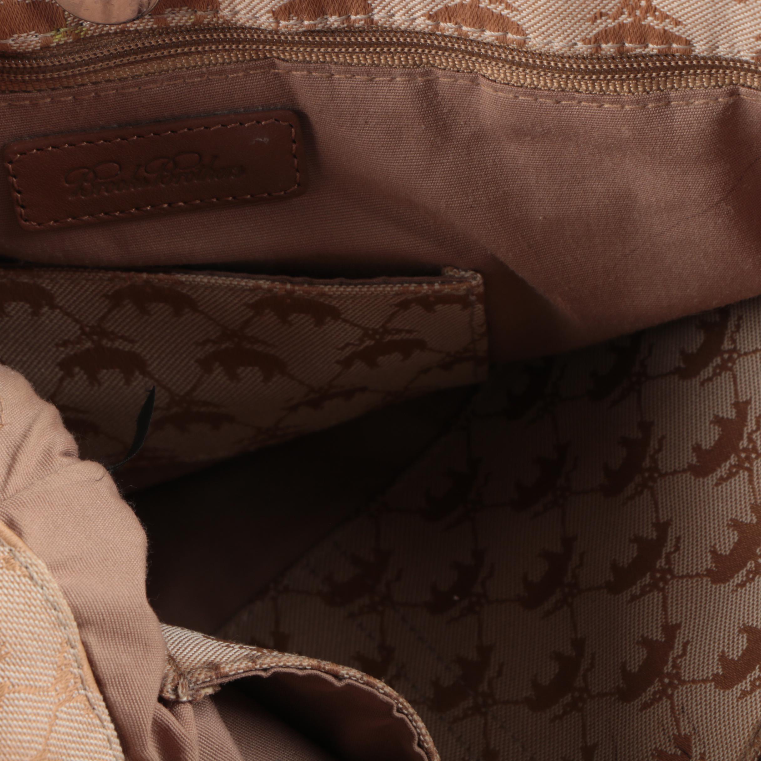 Brooks Brothers Tan Canvas and Leather Handbag