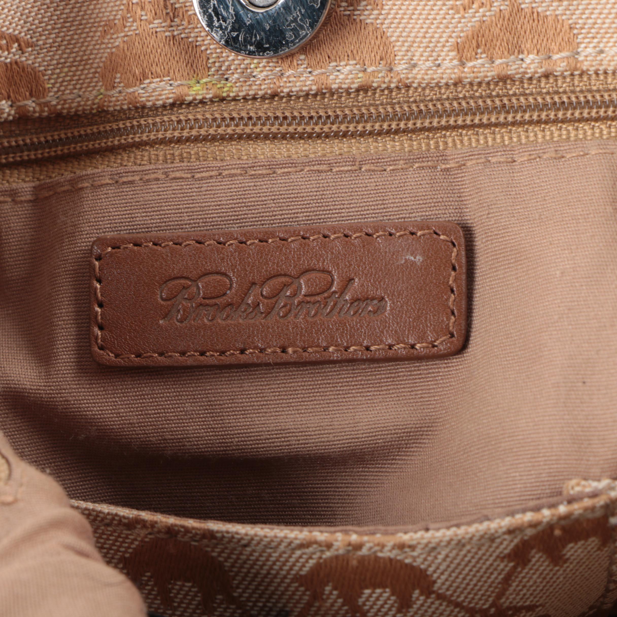 Brooks Brothers Tan Canvas and Leather Handbag