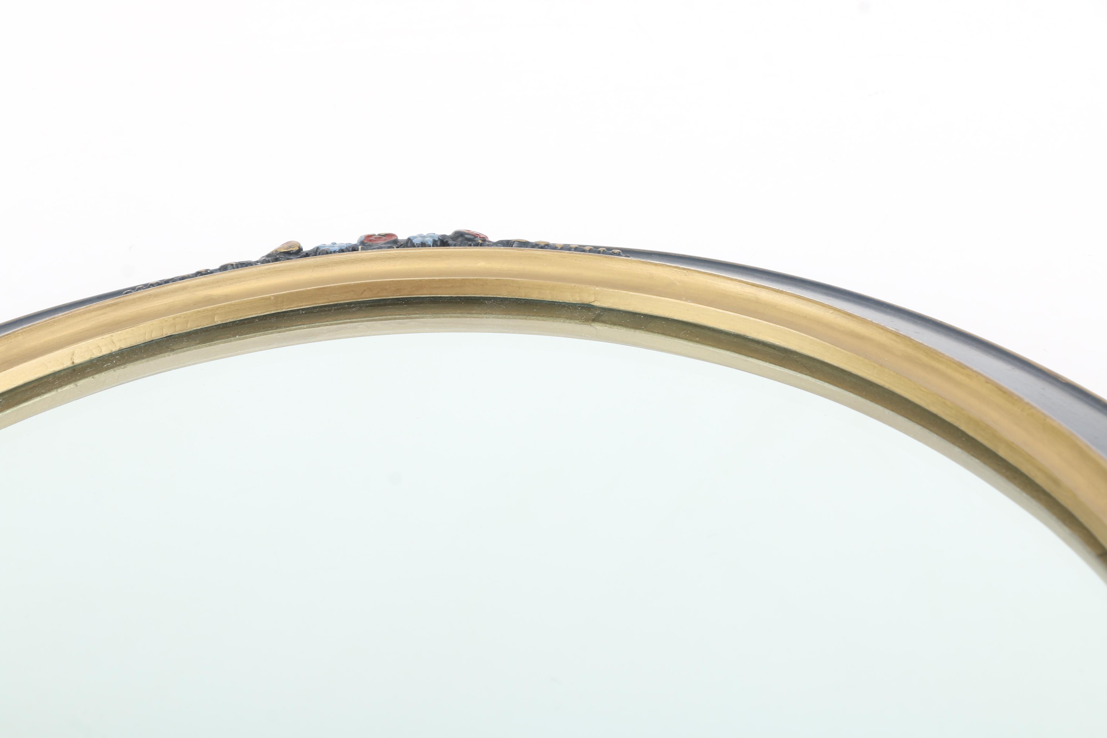 Blue and Gold Oval Wall Mirror