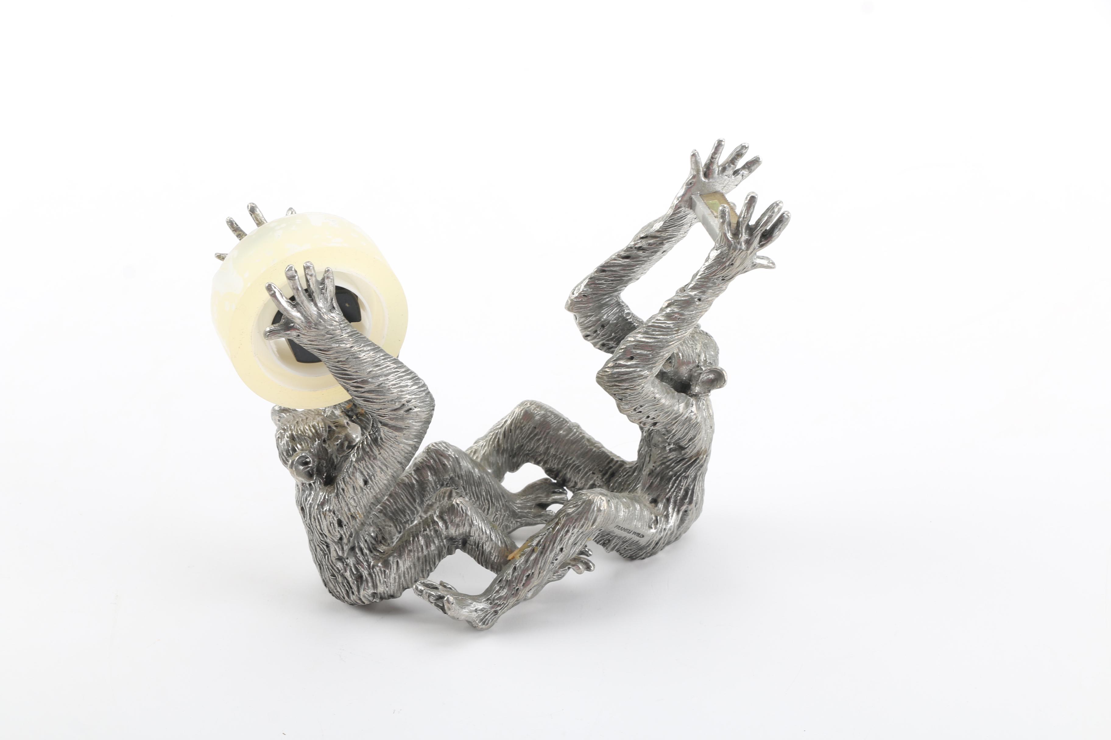 Silver Tone Monkey Tape Dispenser and Letter Opener