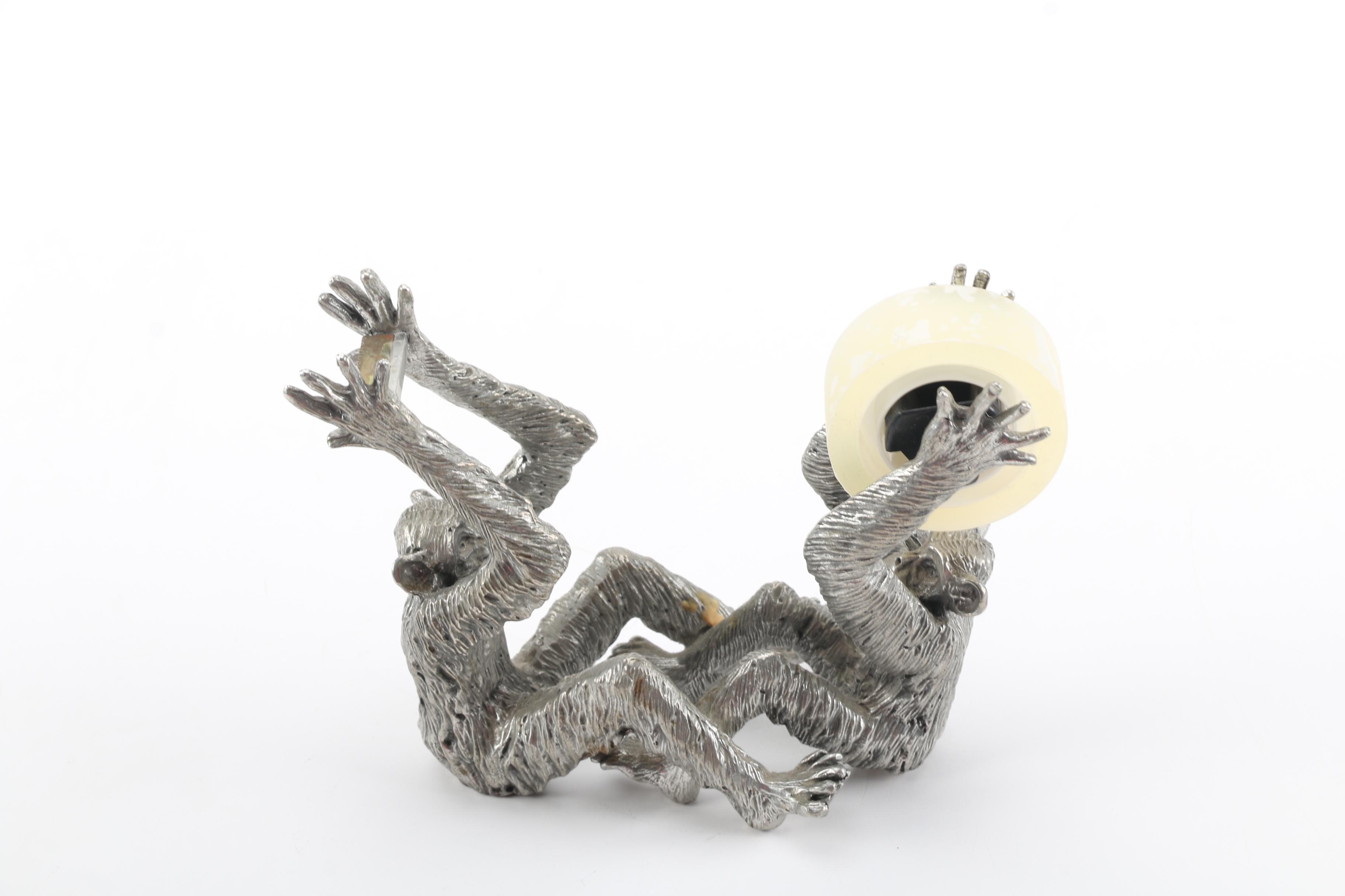 Silver Tone Monkey Tape Dispenser and Letter Opener