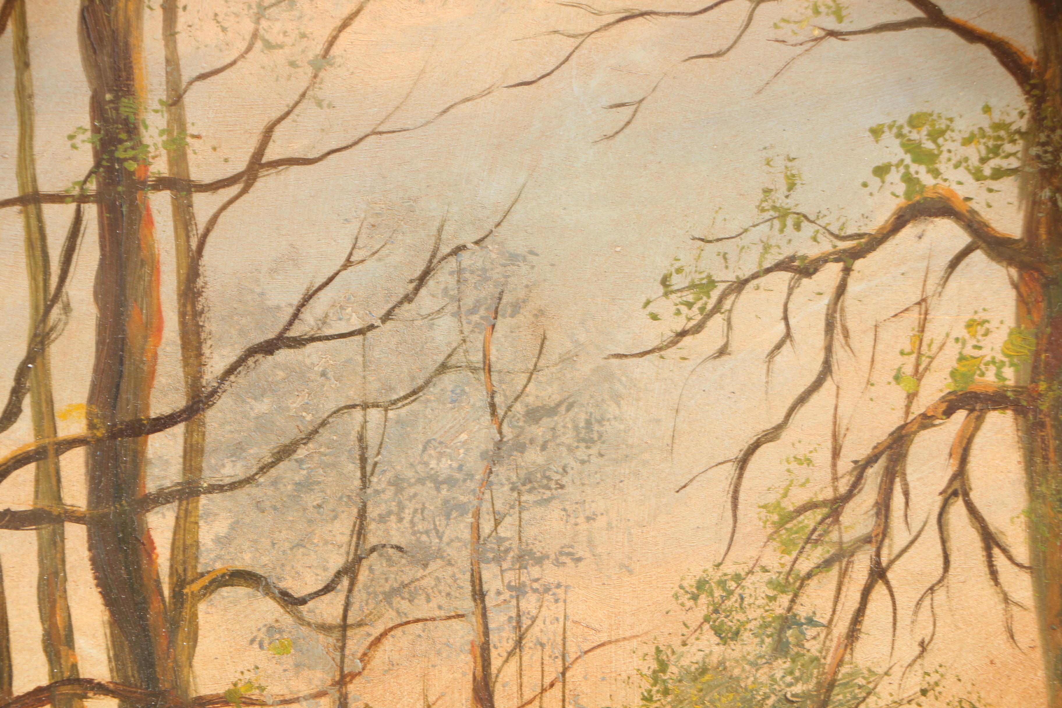 N. Mene Oil Painting on Panel of a Creek