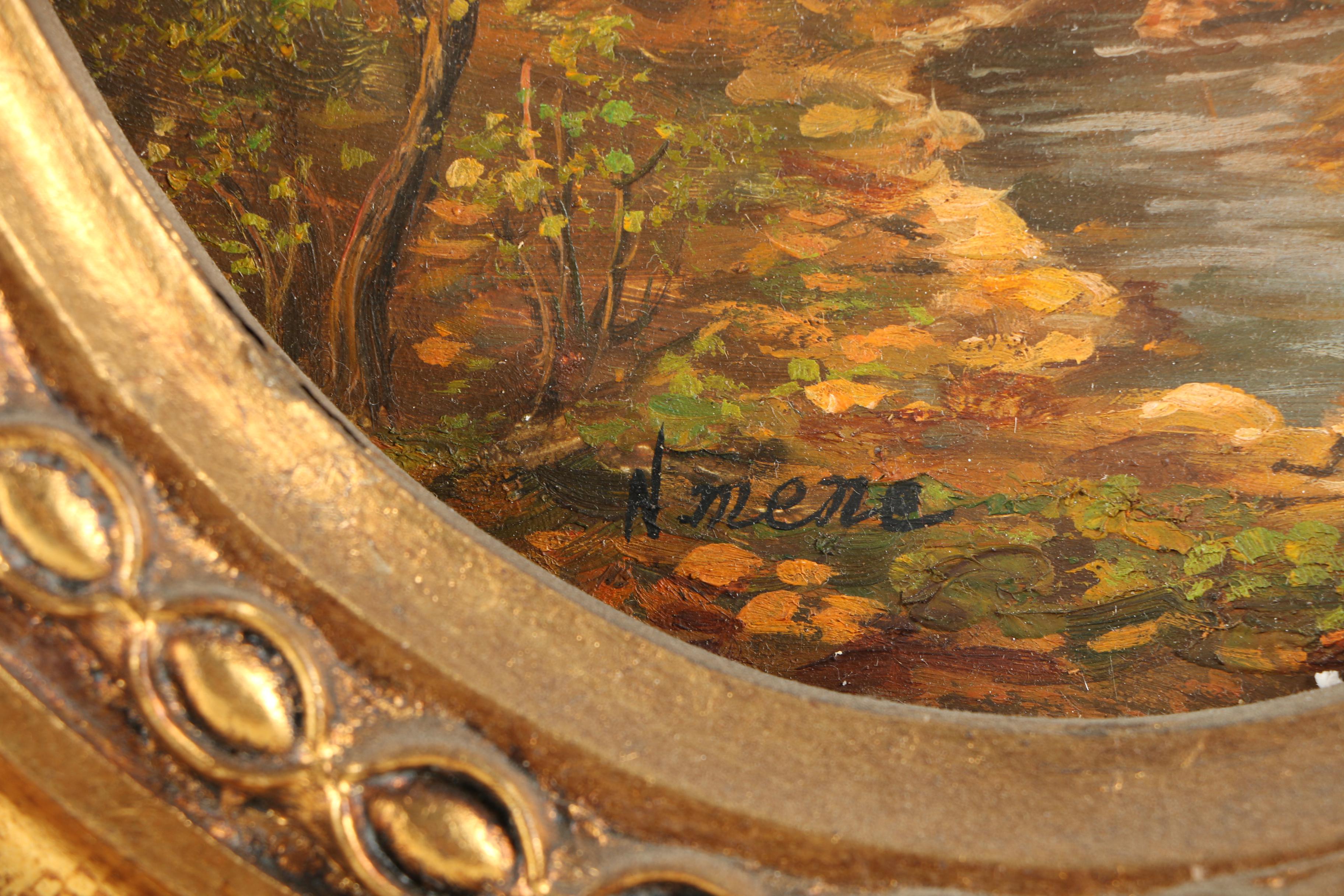 N. Mene Oil Painting on Panel of a Creek