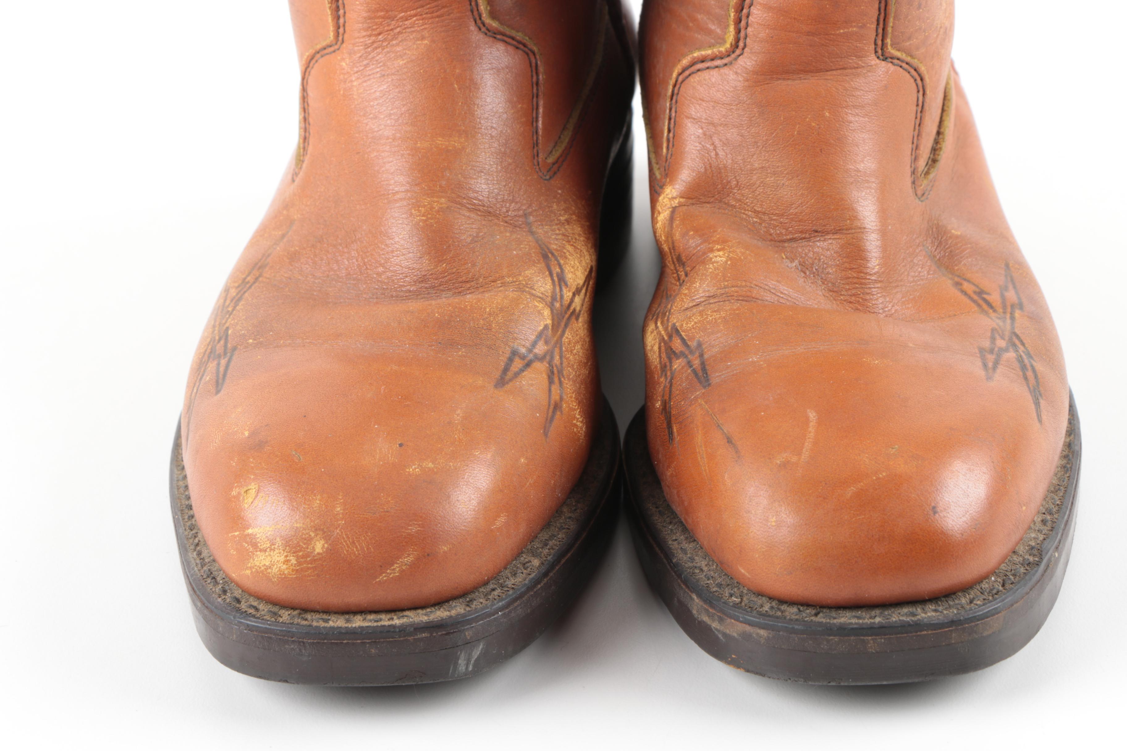 Vintage Men's Brown Leather Cowboy Boots
