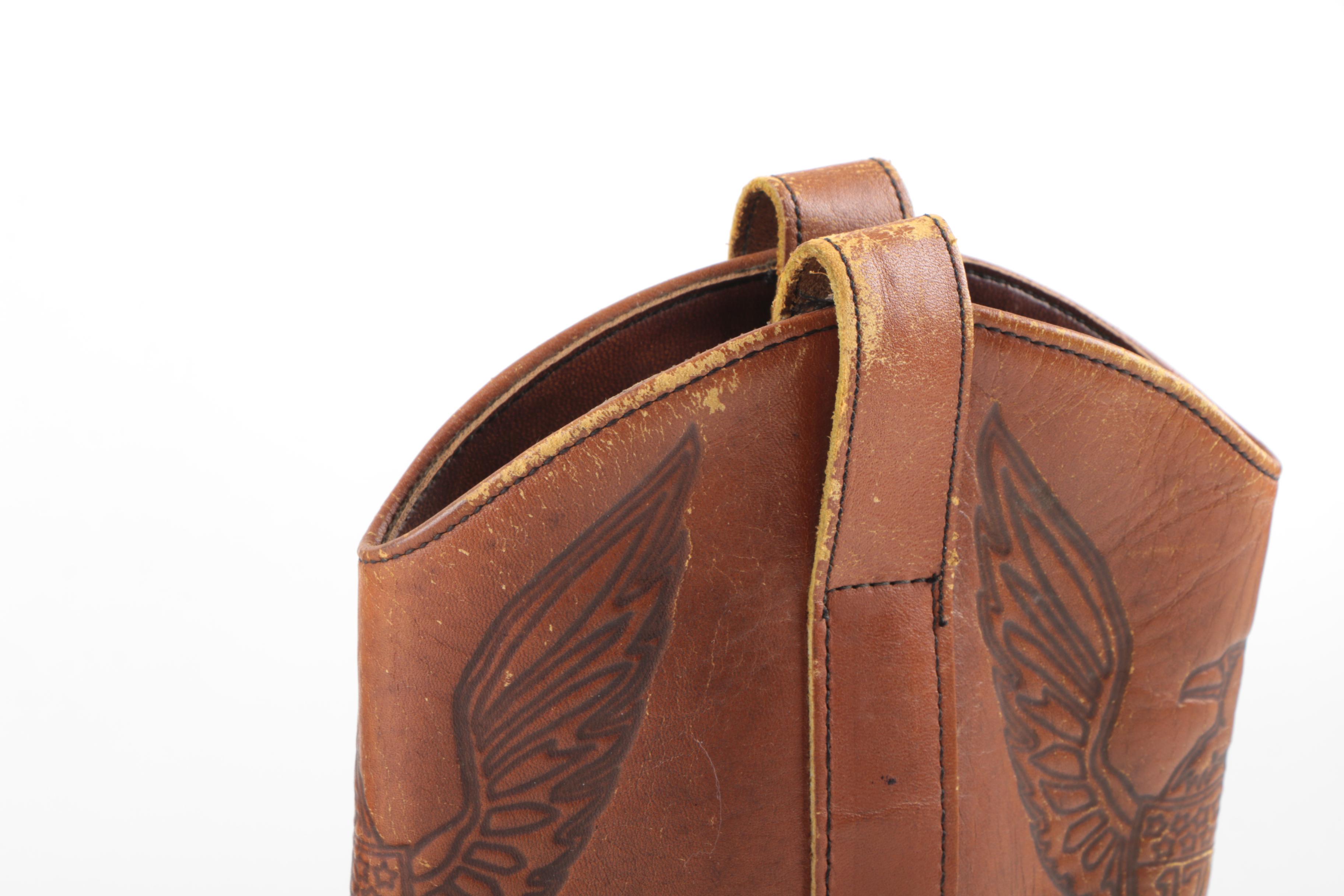 Vintage Men's Brown Leather Cowboy Boots