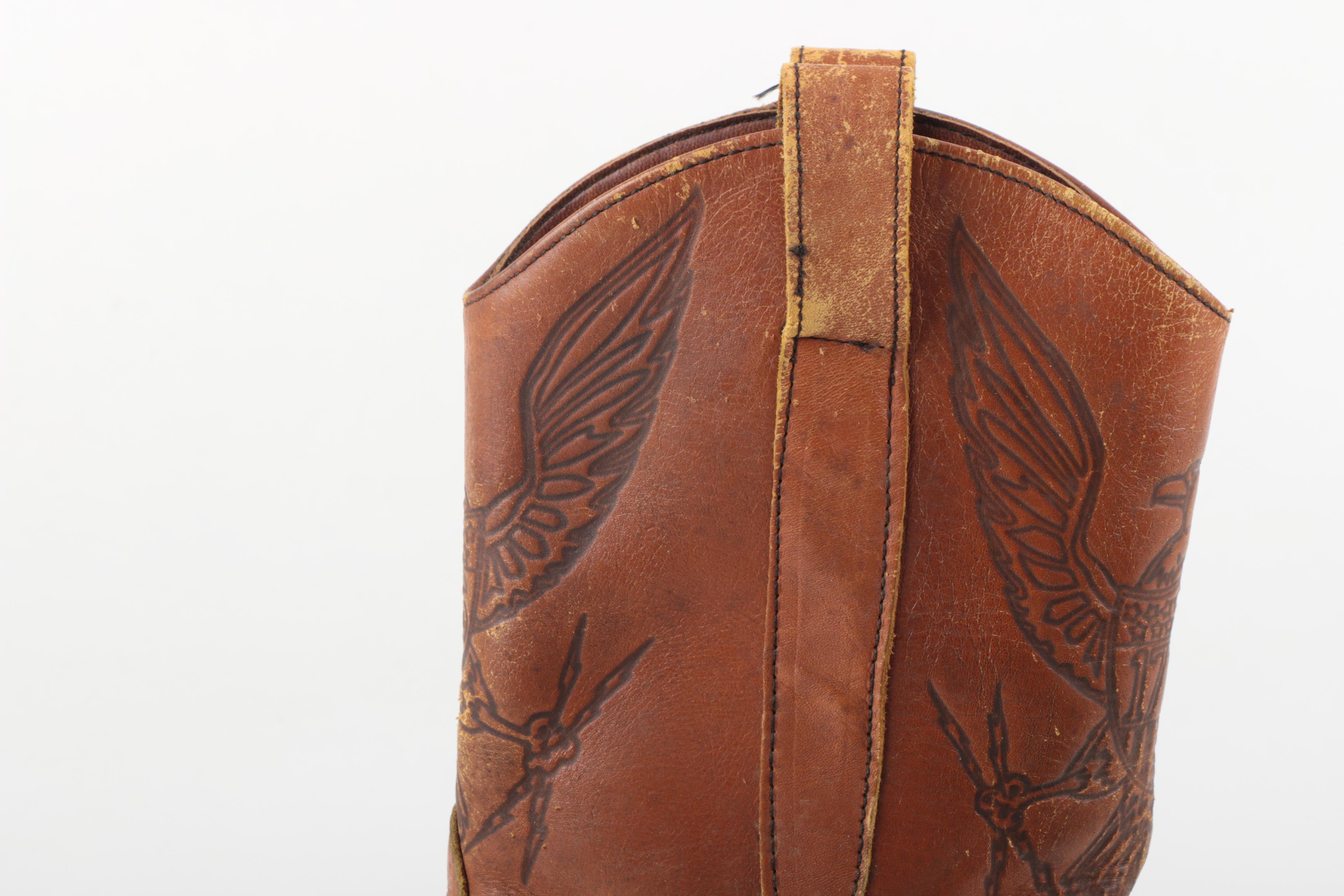 Vintage Men's Brown Leather Cowboy Boots