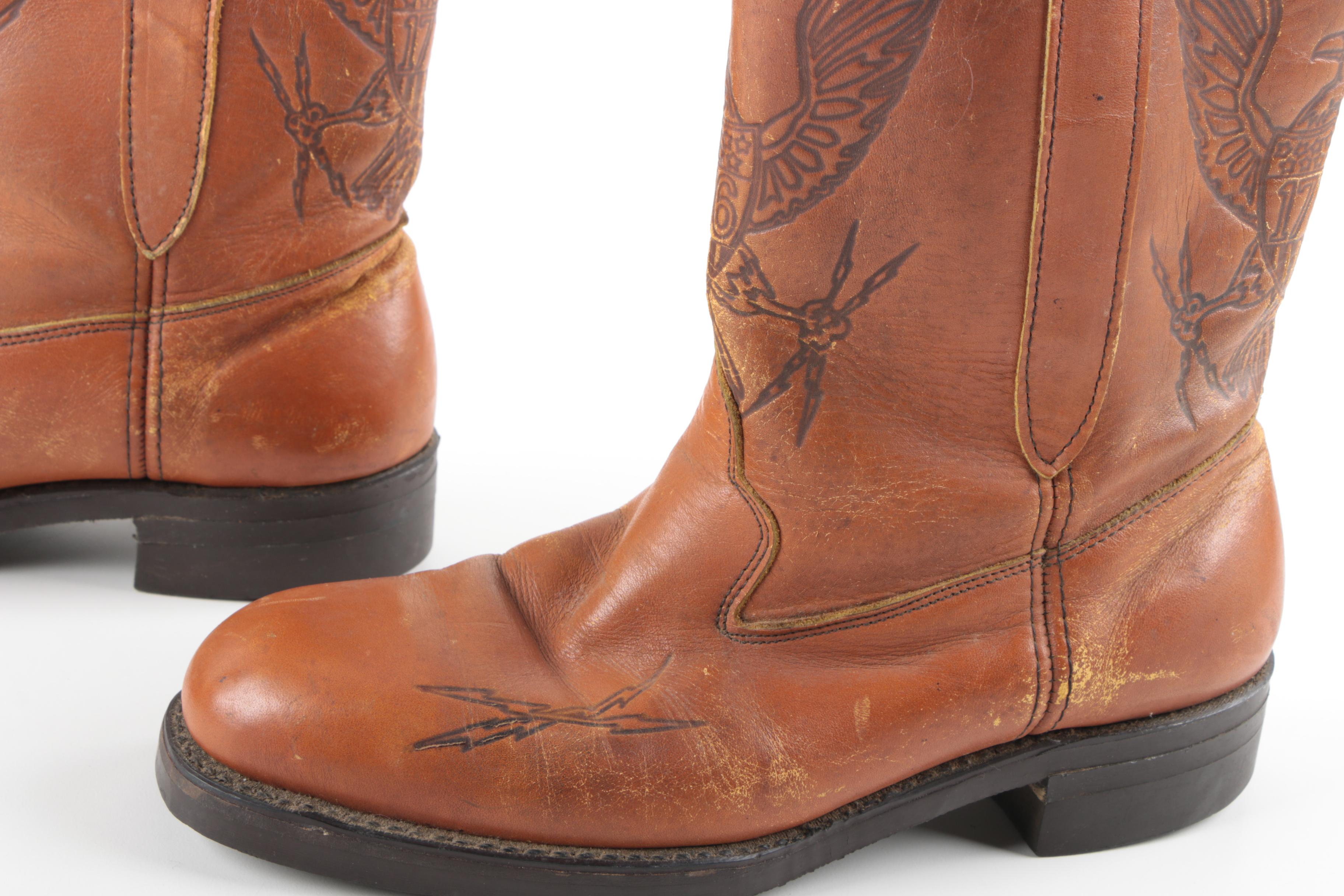 Vintage Men's Brown Leather Cowboy Boots