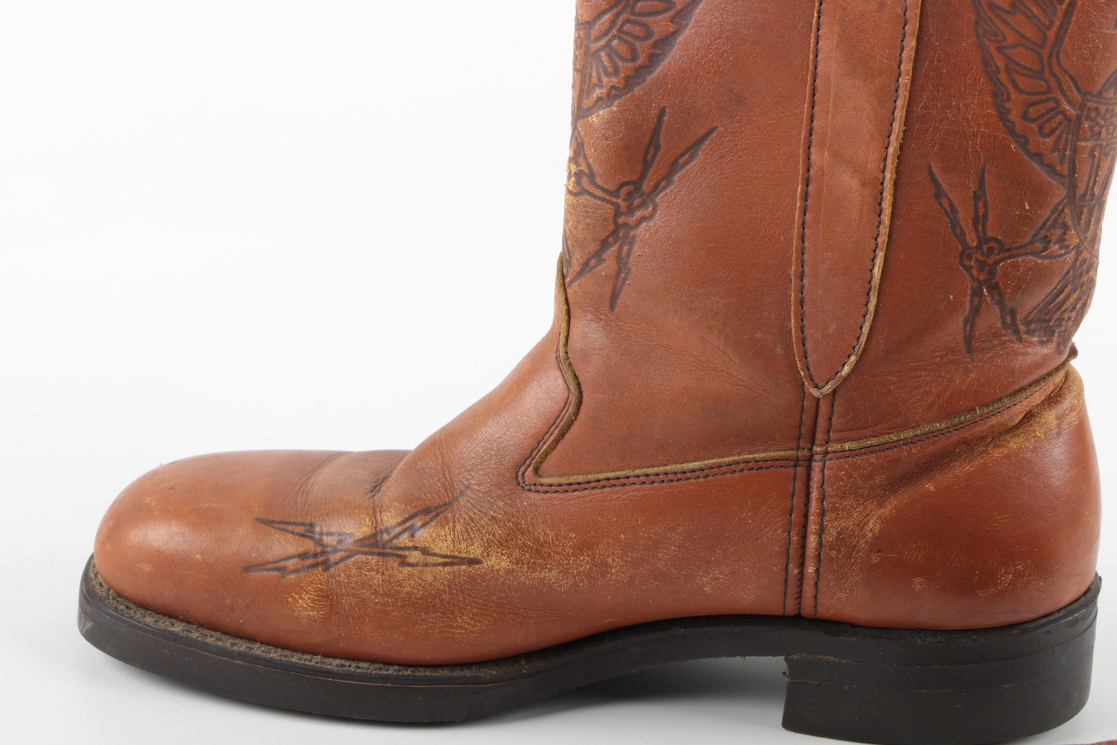 Vintage Men's Brown Leather Cowboy Boots