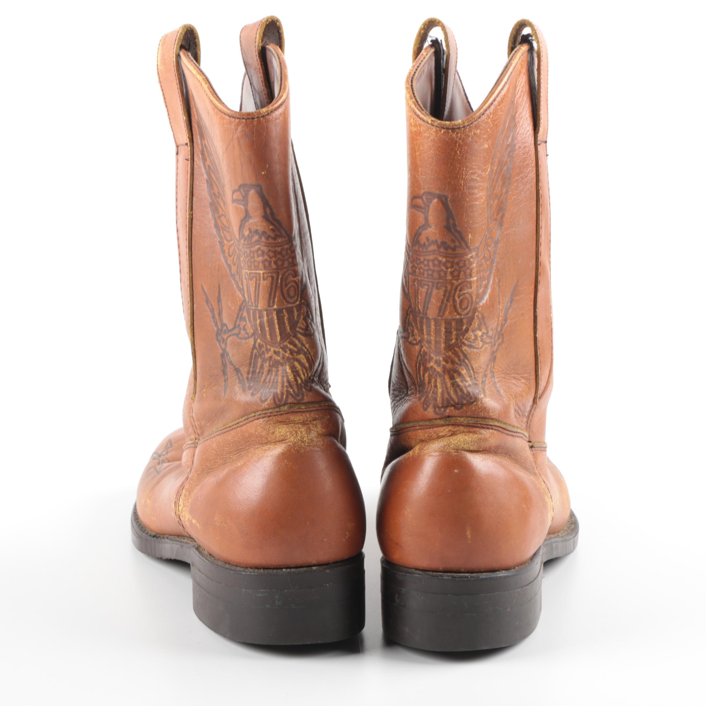 Vintage Men's Brown Leather Cowboy Boots