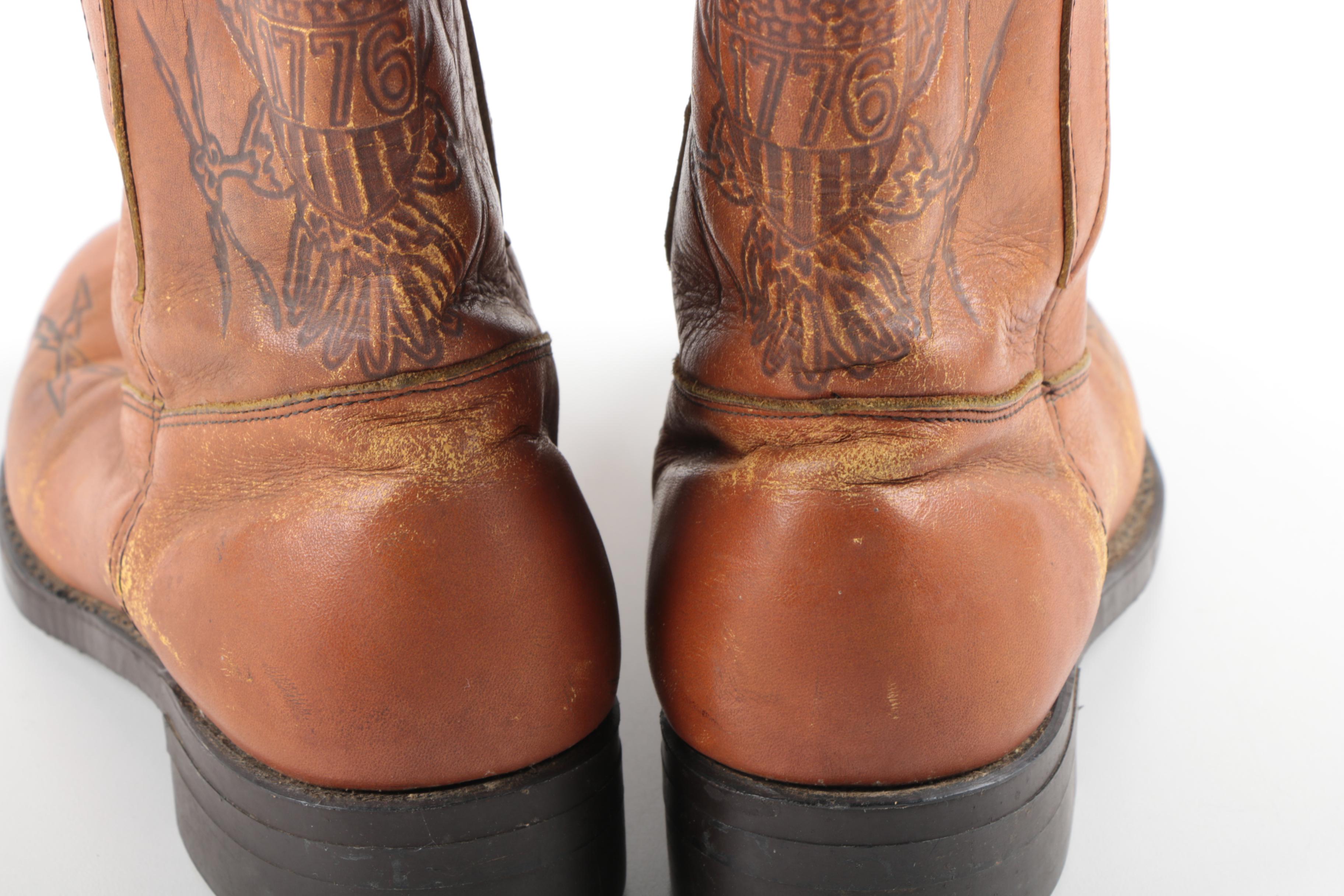 Vintage Men's Brown Leather Cowboy Boots