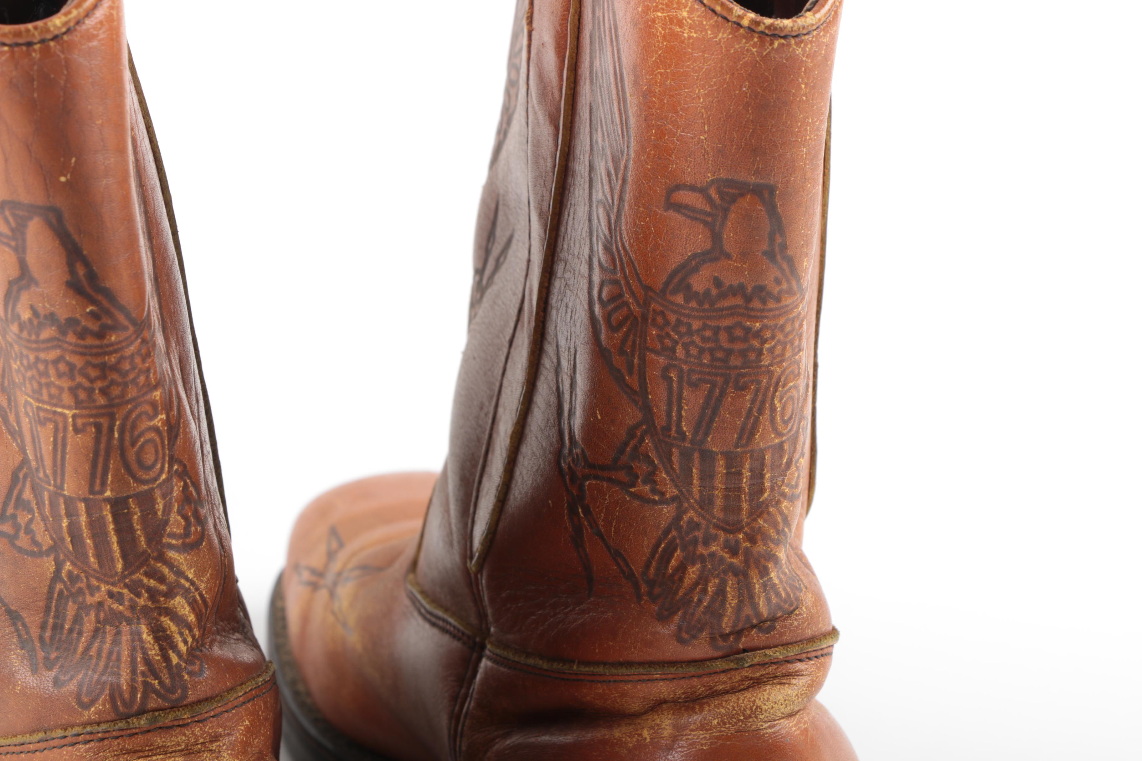 Vintage Men's Brown Leather Cowboy Boots