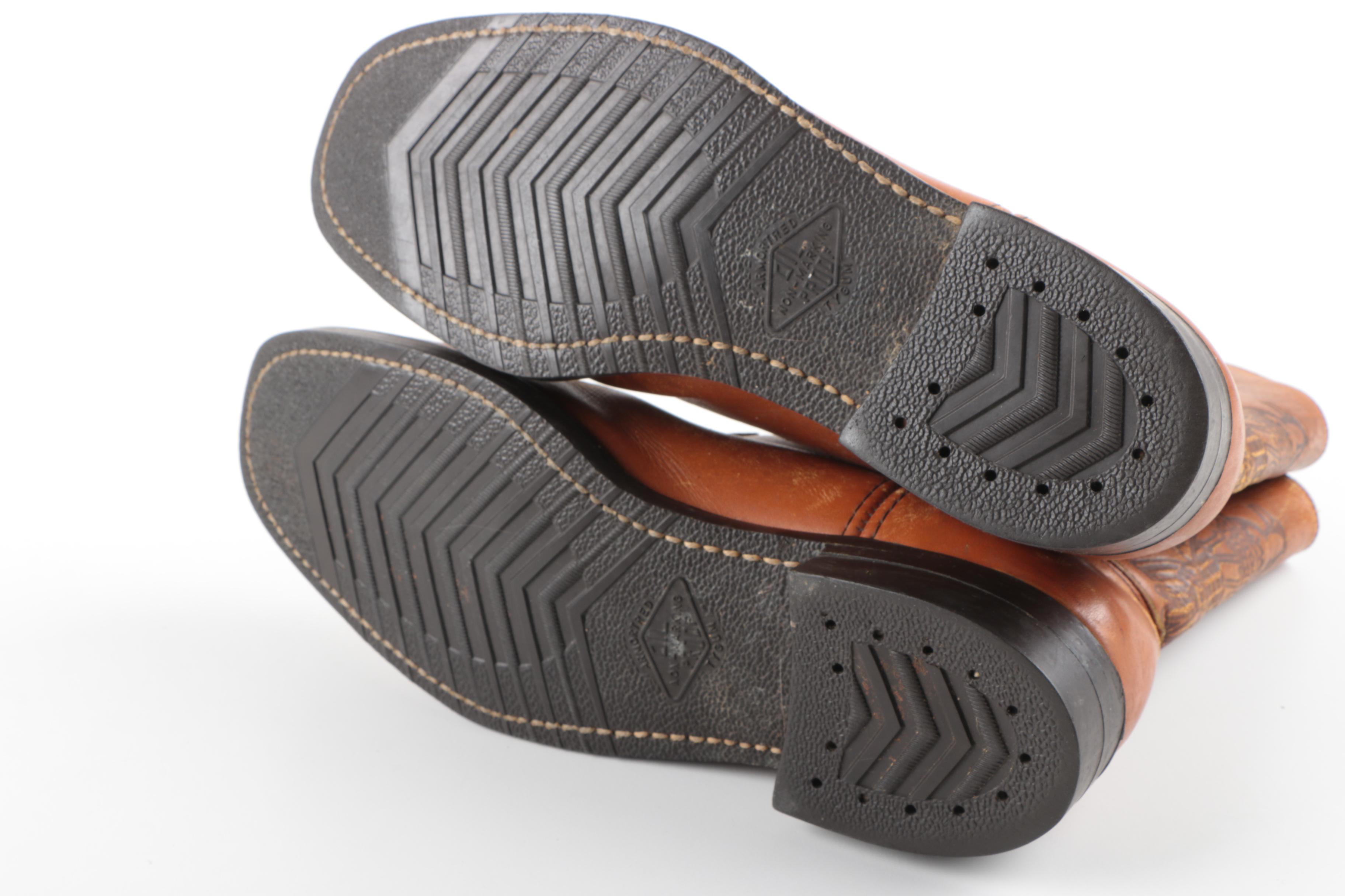 Vintage Men's Brown Leather Cowboy Boots