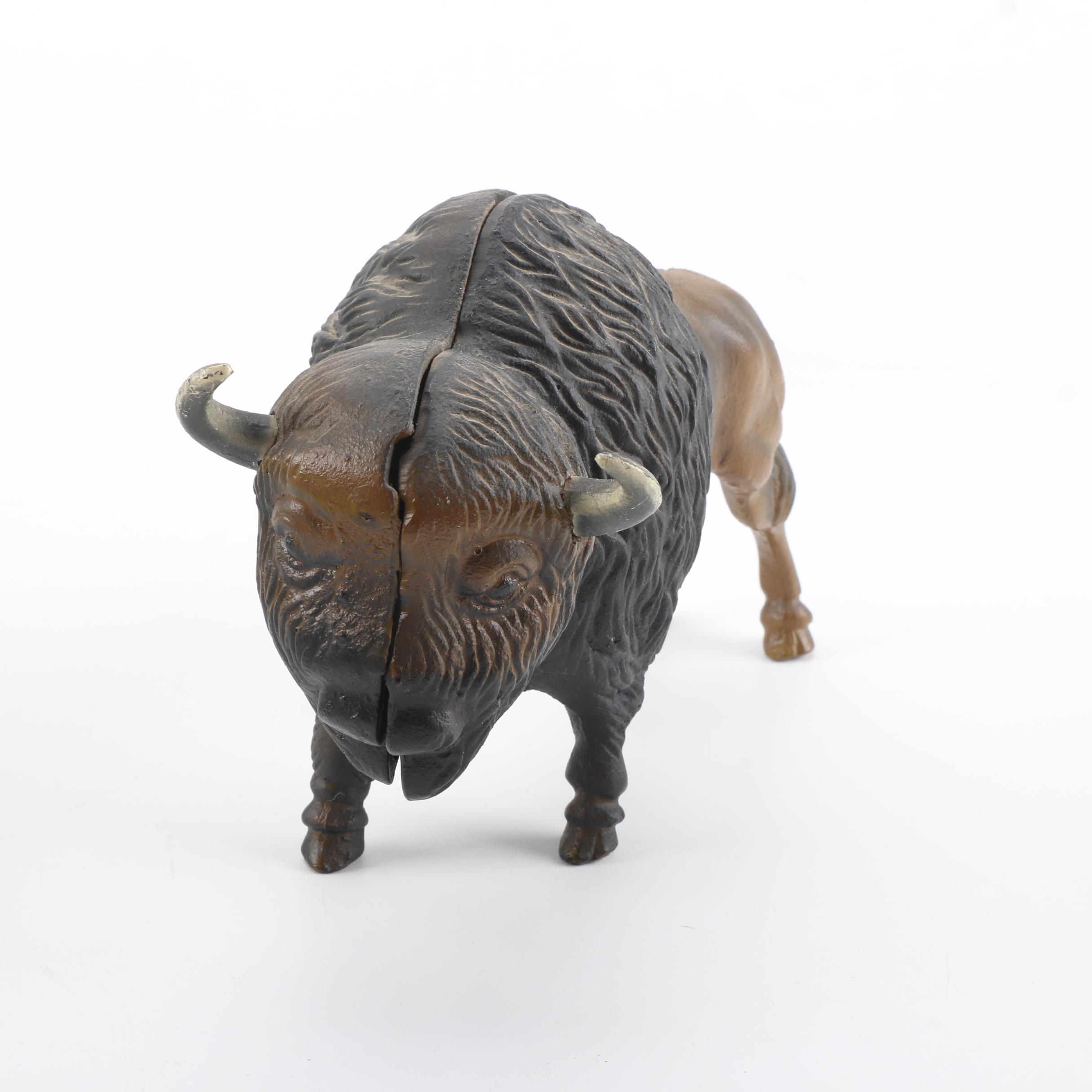 Cast Iron Buffalo Bank Figurine