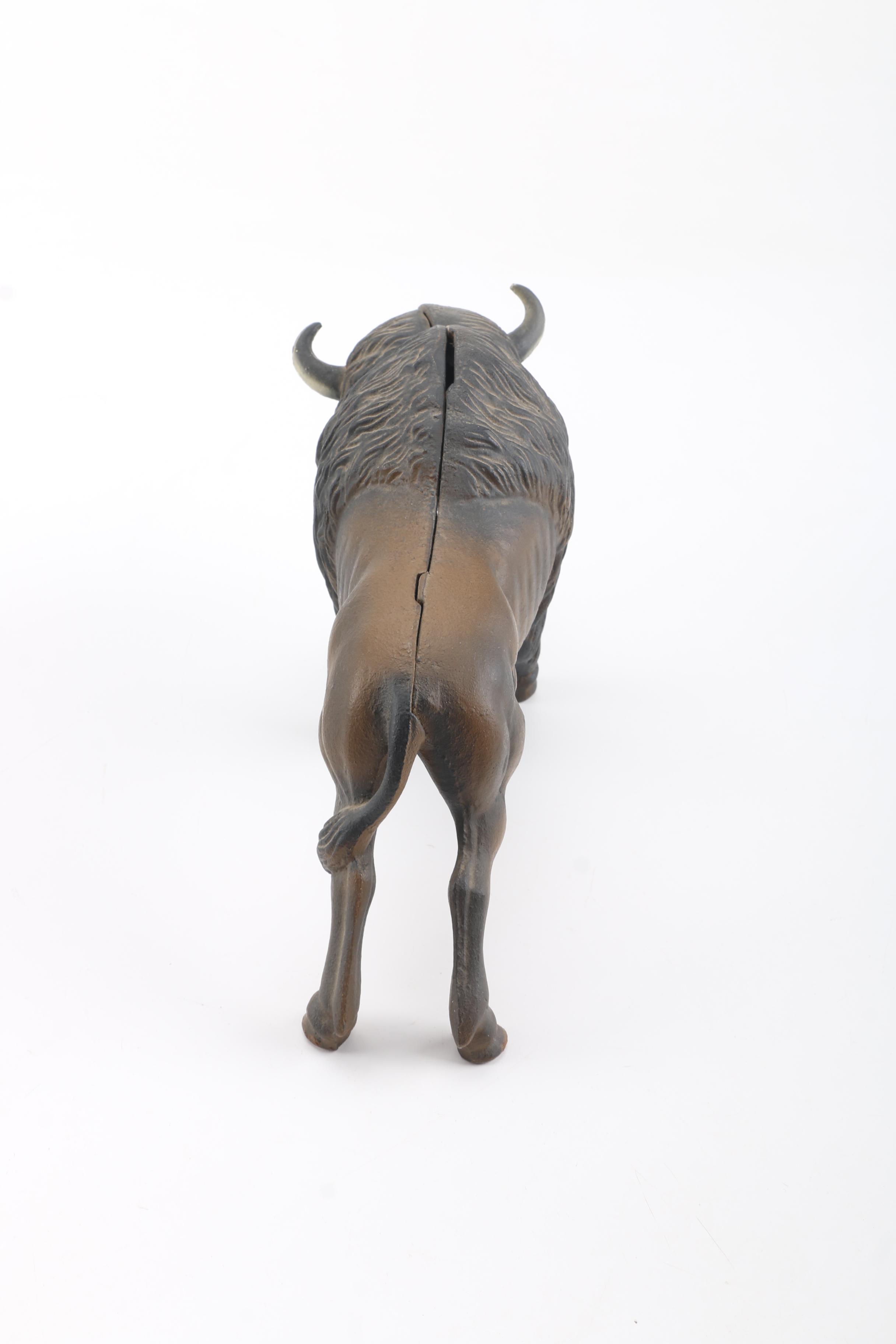 Cast Iron Buffalo Bank Figurine