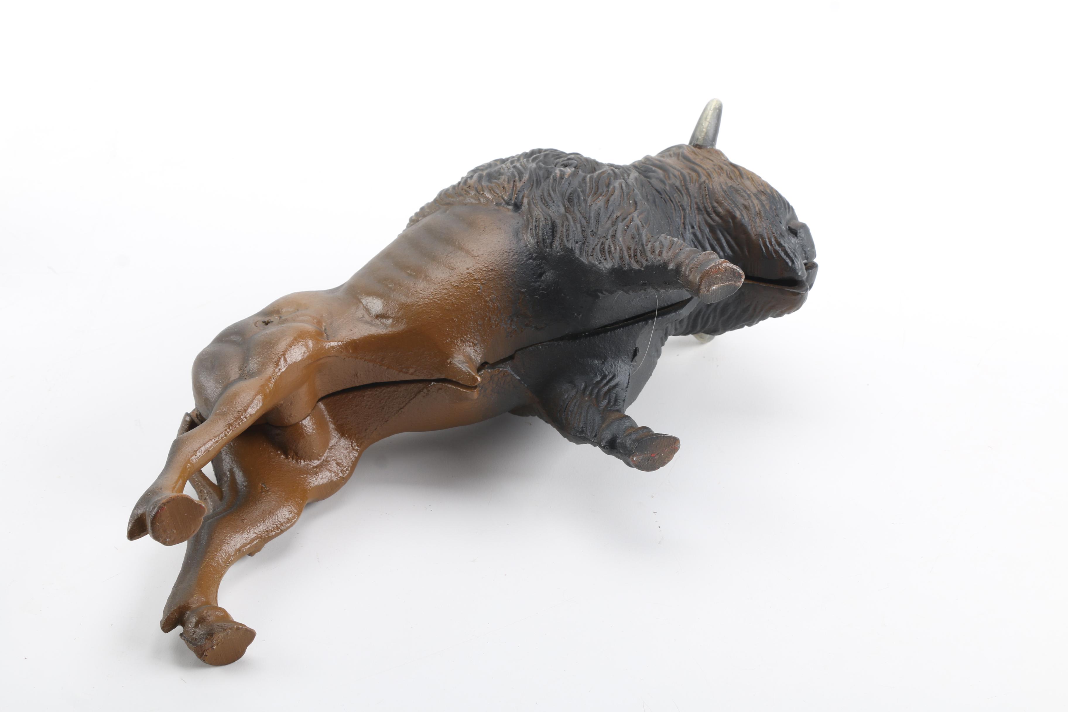 Cast Iron Buffalo Bank Figurine