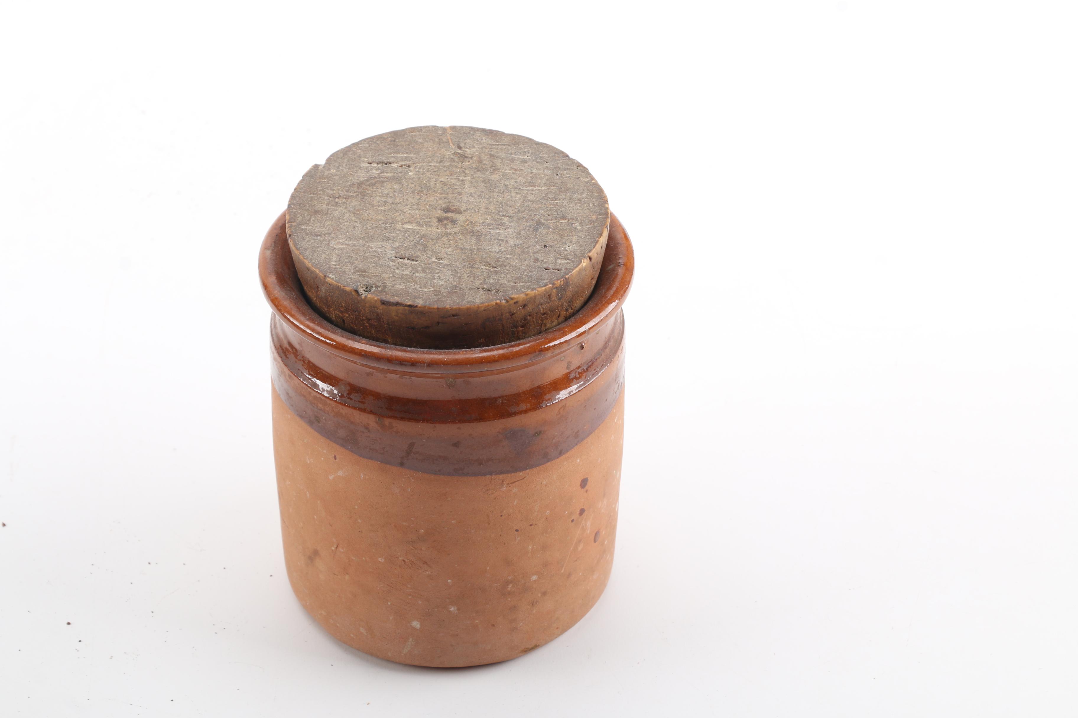 Stoneware Bean Pot, Crocks and Glass Jar