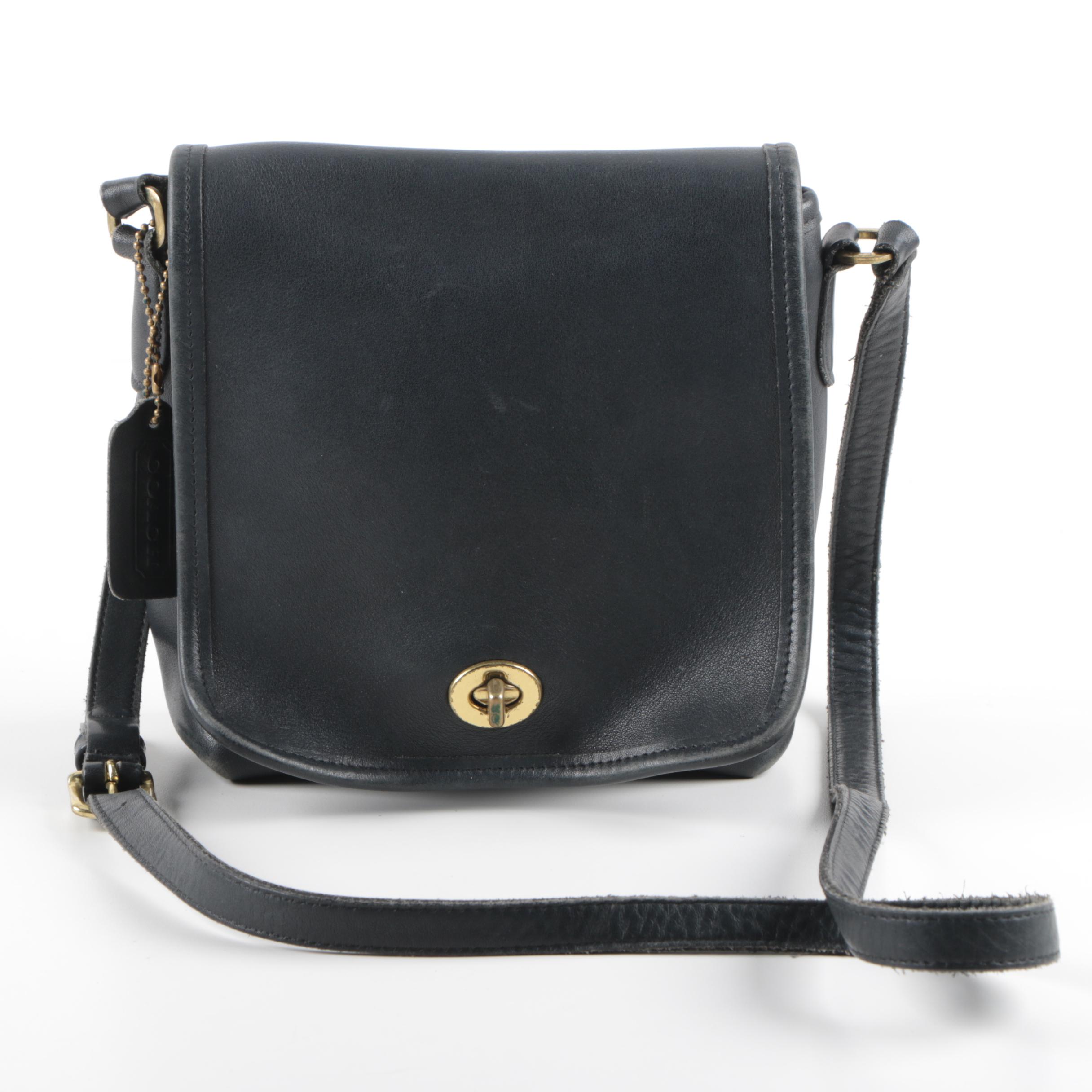 Coach Companion Black Leather Flap Bag