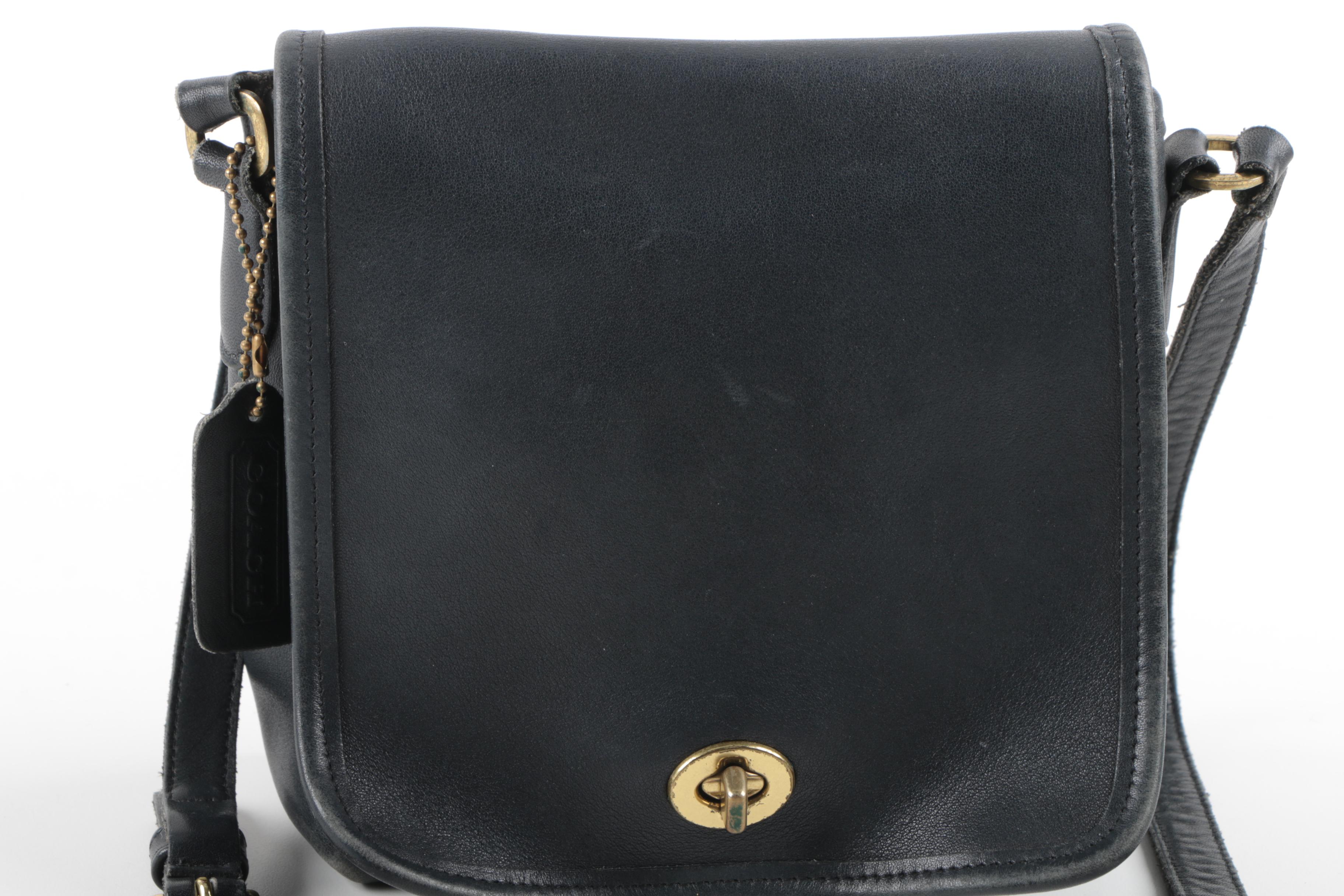 Coach Companion Black Leather Flap Bag