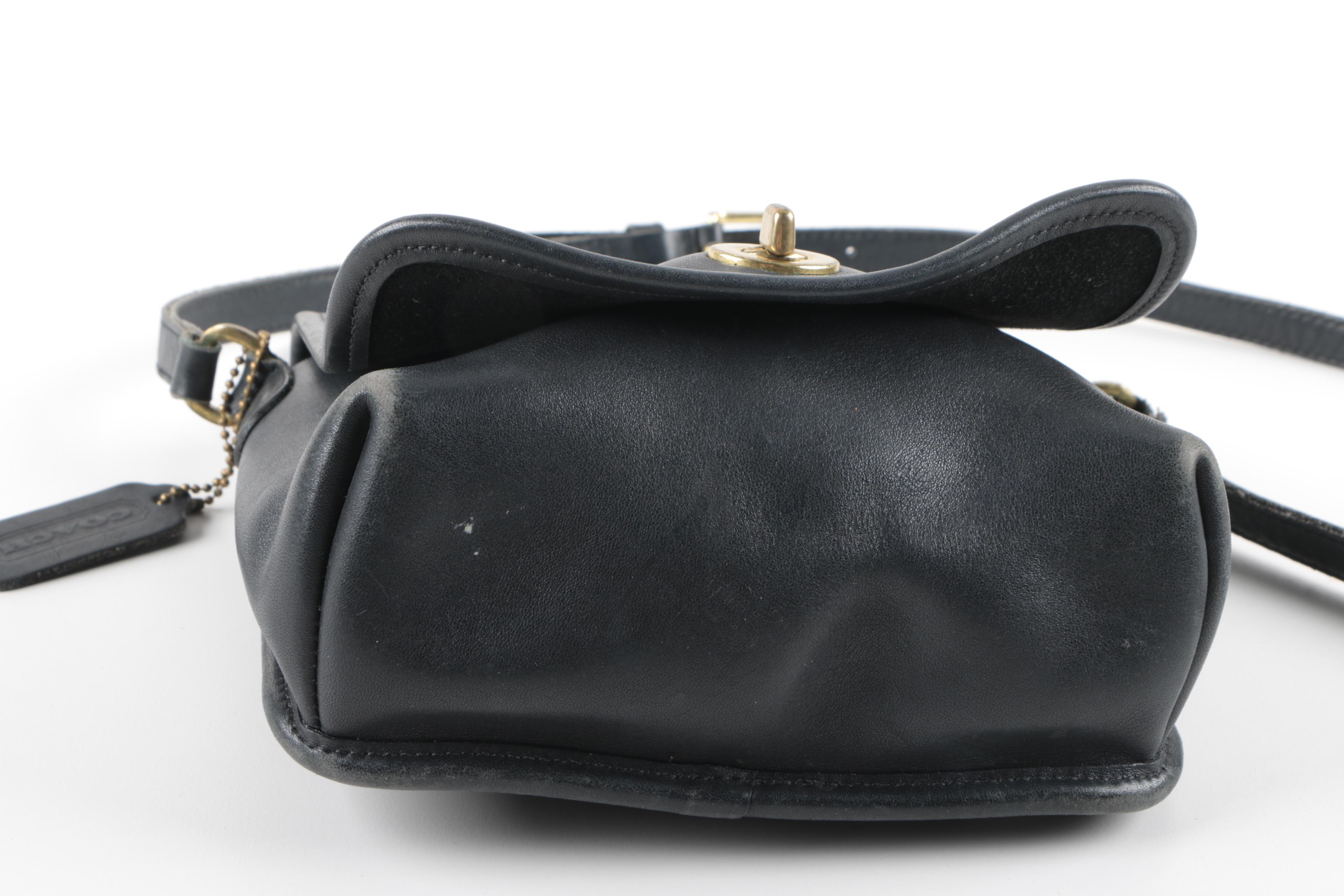 Coach Companion Black Leather Flap Bag