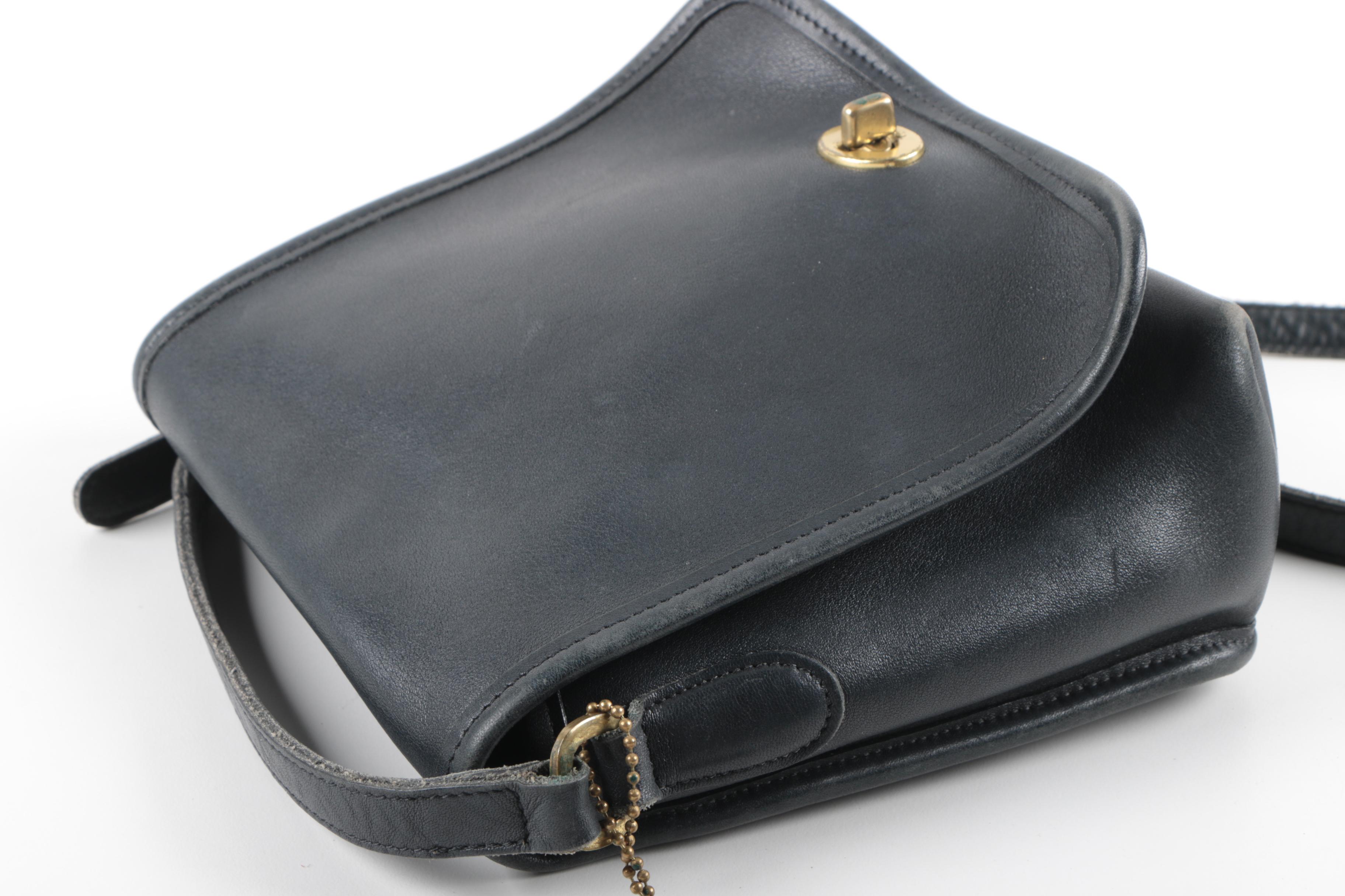 Coach Companion Black Leather Flap Bag