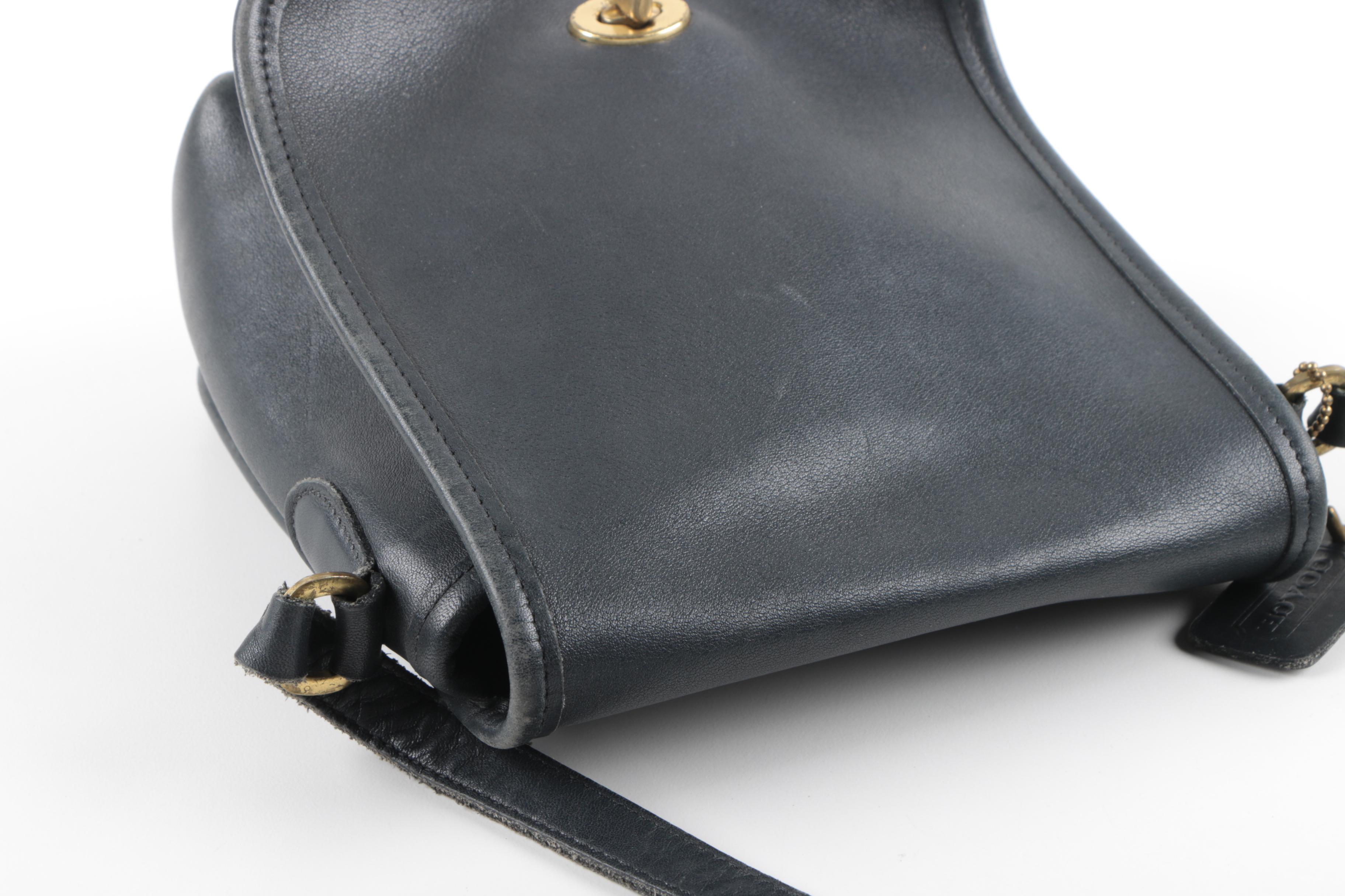 Coach Companion Black Leather Flap Bag