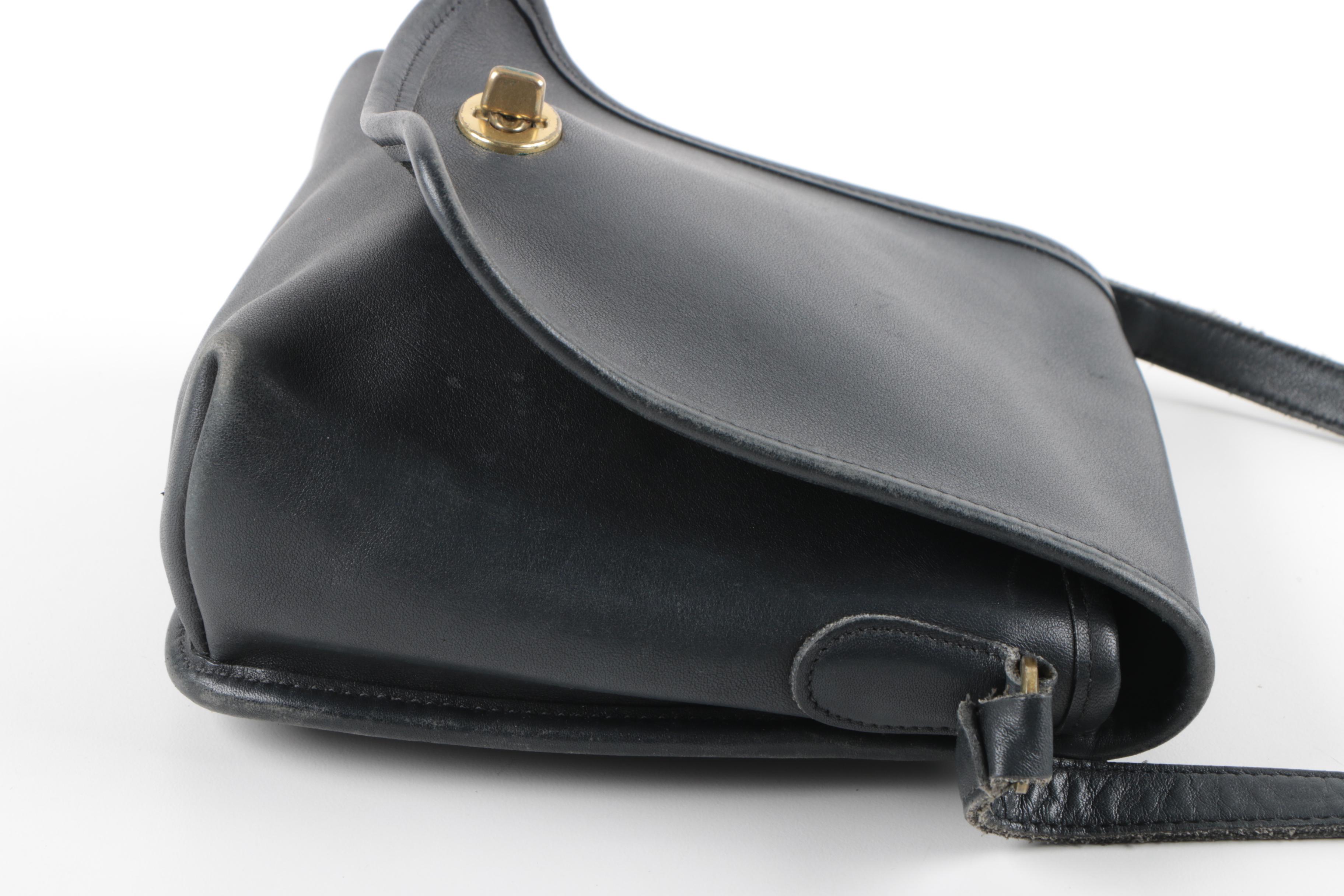 Coach Companion Black Leather Flap Bag