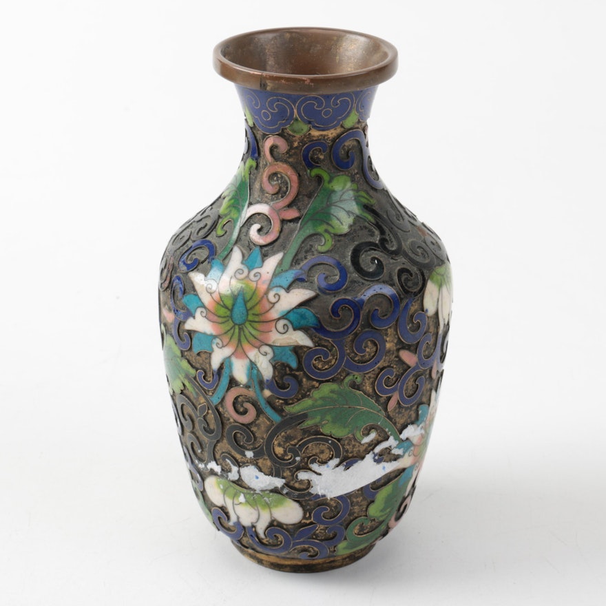 Asian Style Cloisonne Brass Vase