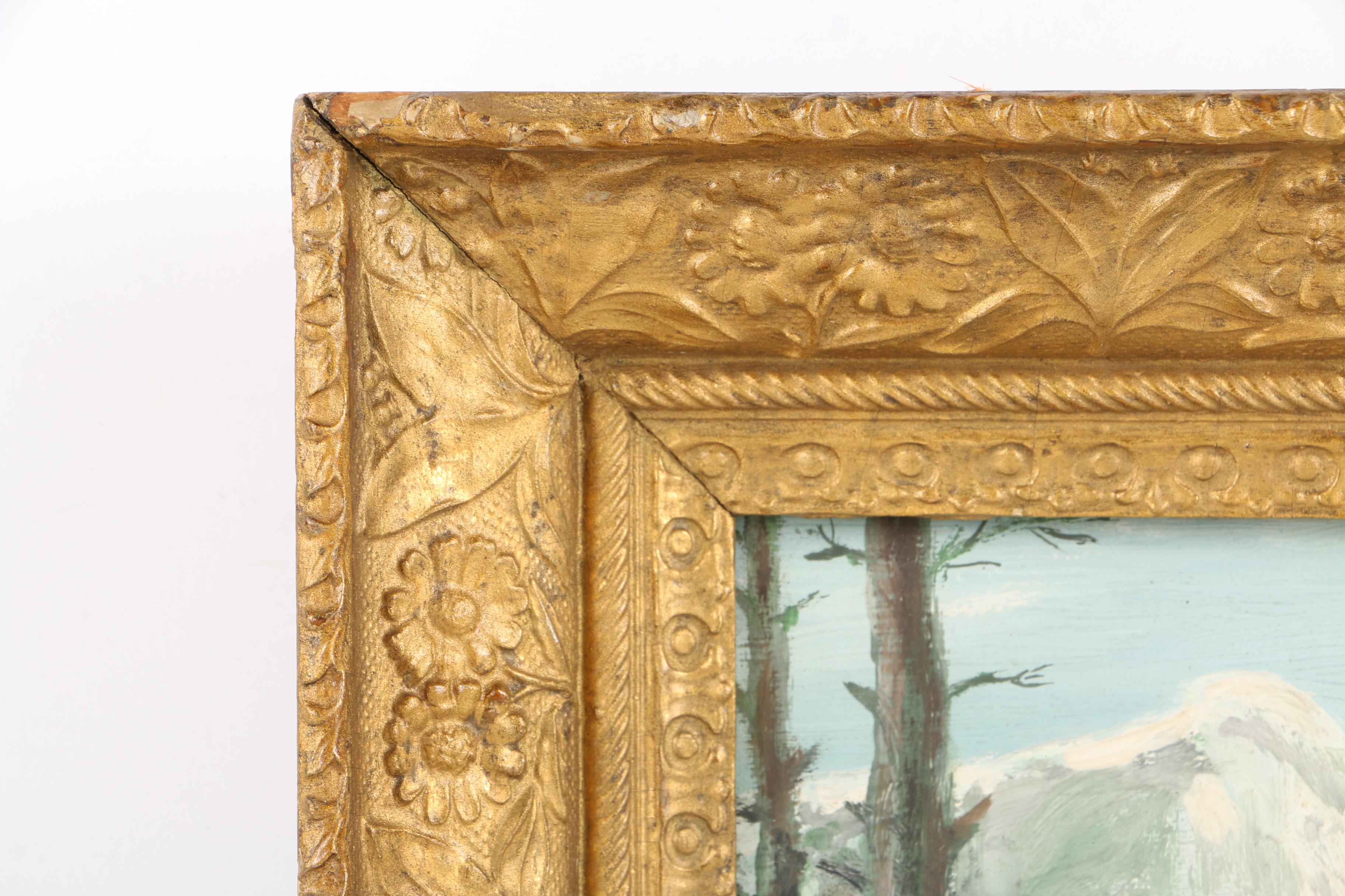 Oil Painting on Paper Board of Mountain Landscape Scene