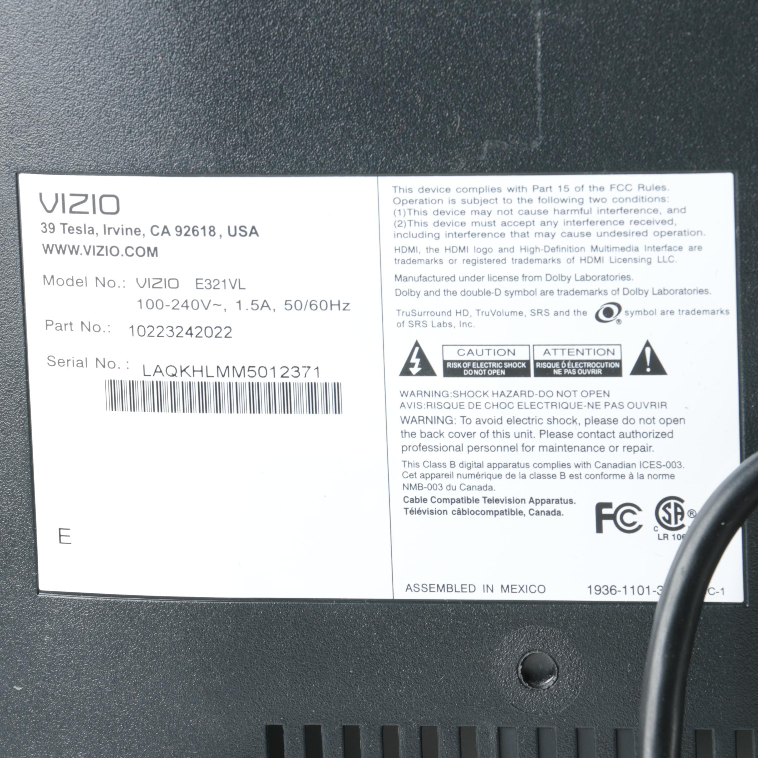 Vizio Flatscreen Television